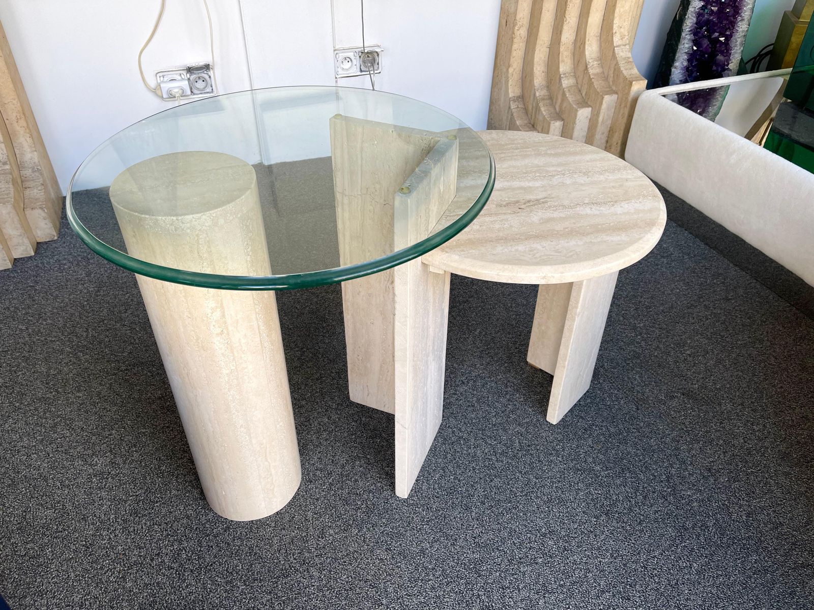 Mid Century Modern Travertine Sculpture Gueridon Table, Italy, 1980s photo furniture