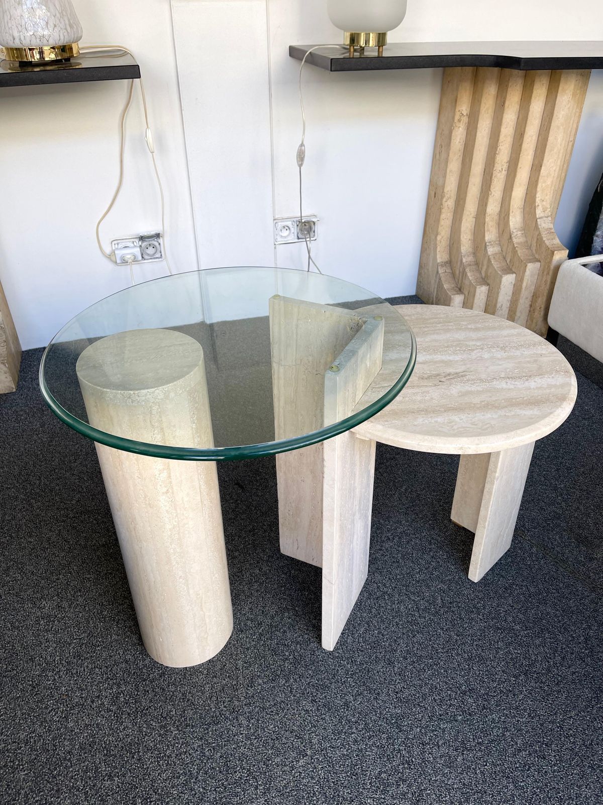 Mid Century Modern Travertine Sculpture Gueridon Table, Italy, 1980s photo Furniture