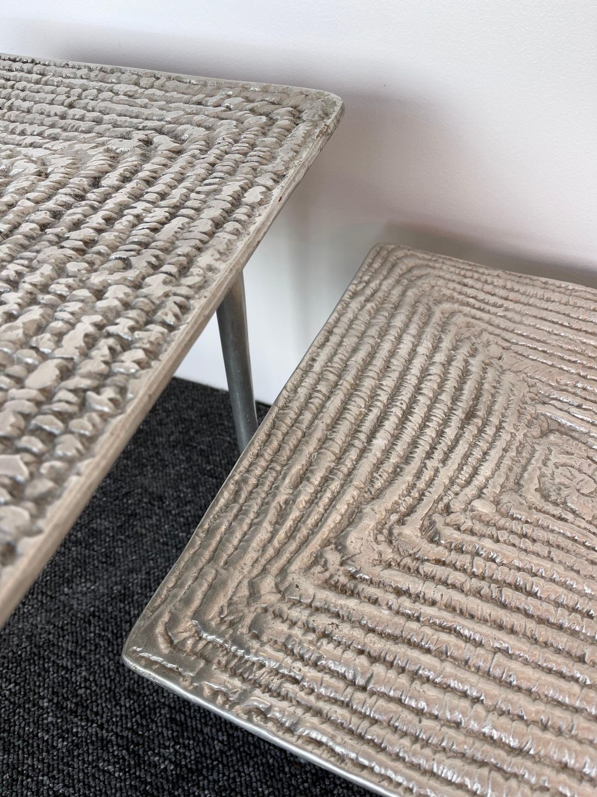 Set Of 3 Cast Metal Coffee Side Tables, Italy, 1990s photo 3849.0