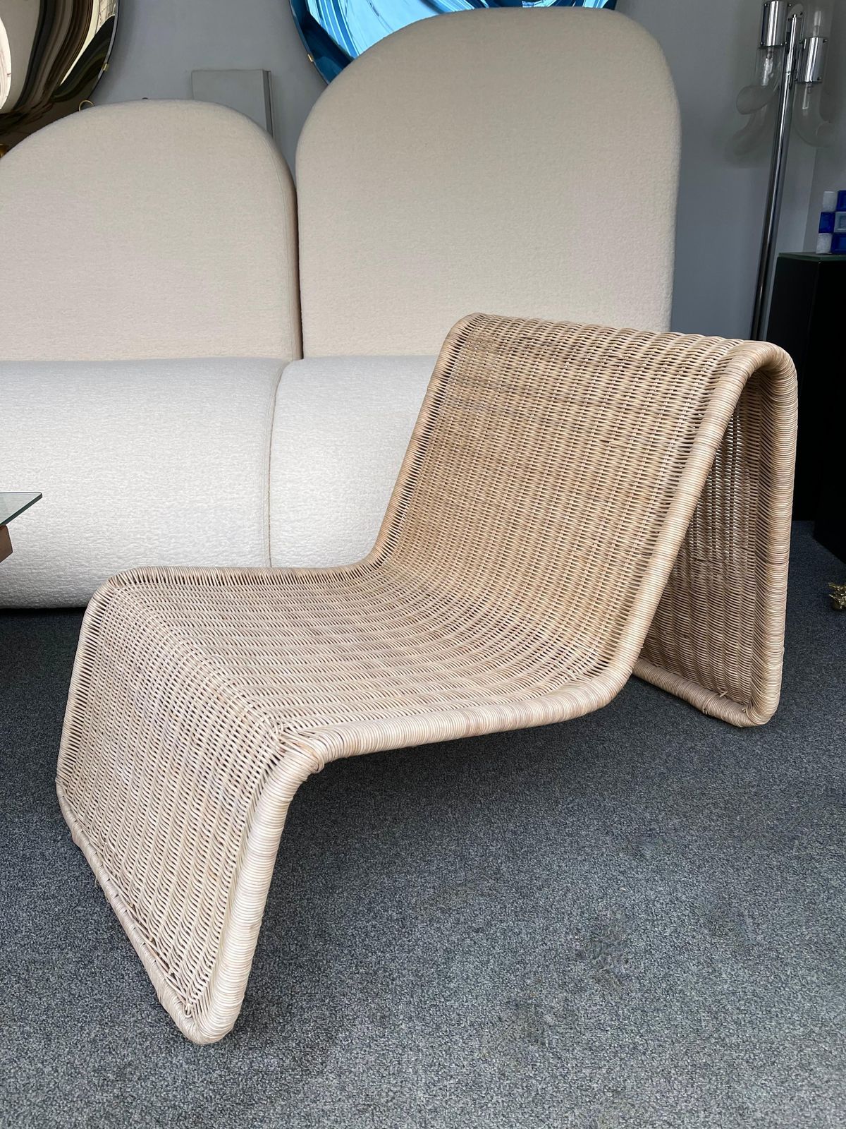 Furniture Rattan Slipper Chair, 1980s photo