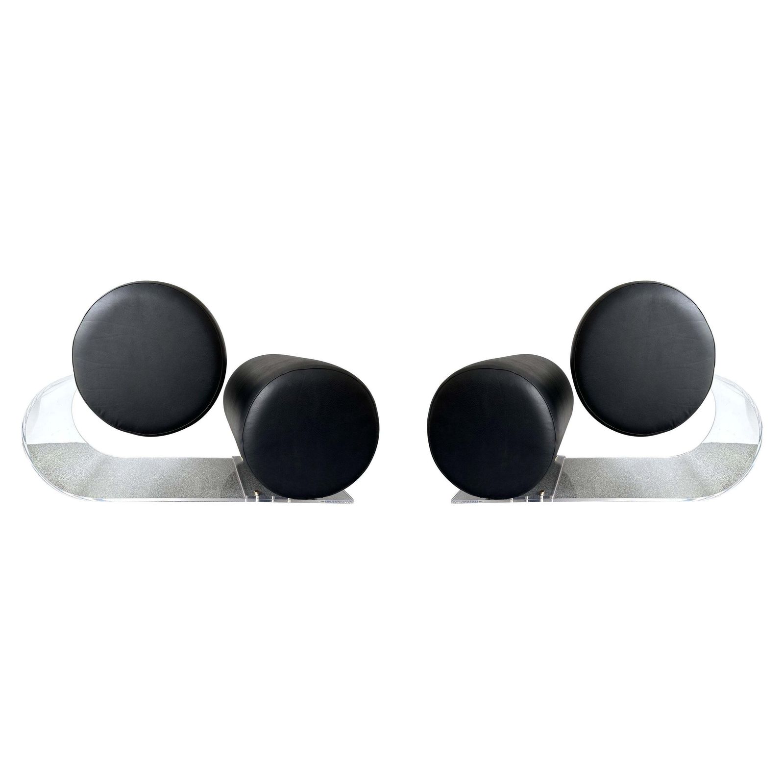 Space Age Pair Of Lucite Leather Slipper Chairs By Marzio Cecchi, Italy, 1970s