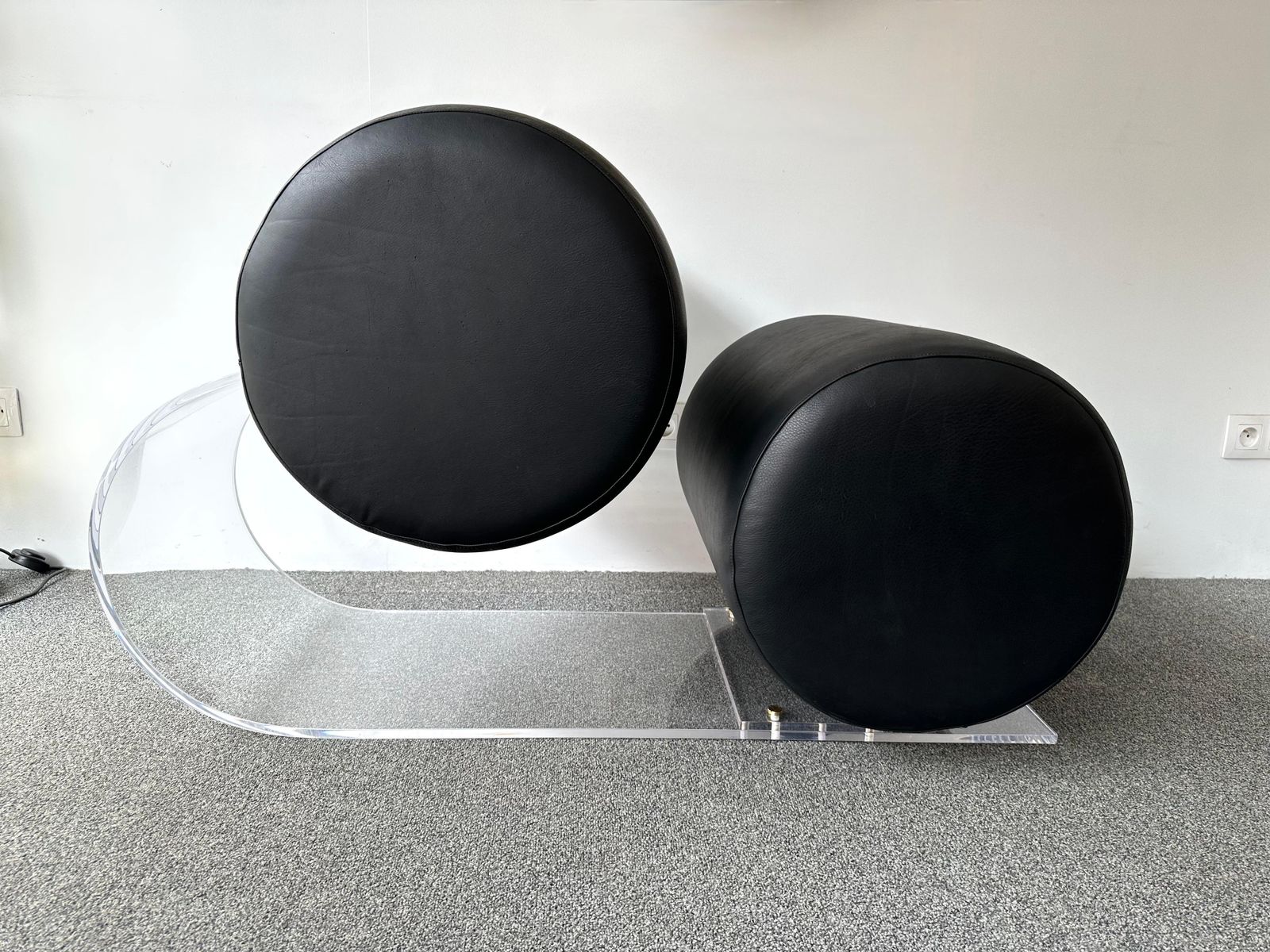 Space Age Pair Of Lucite Leather Slipper Chairs By Marzio Cecchi, Italy, 1970s photo Furniture