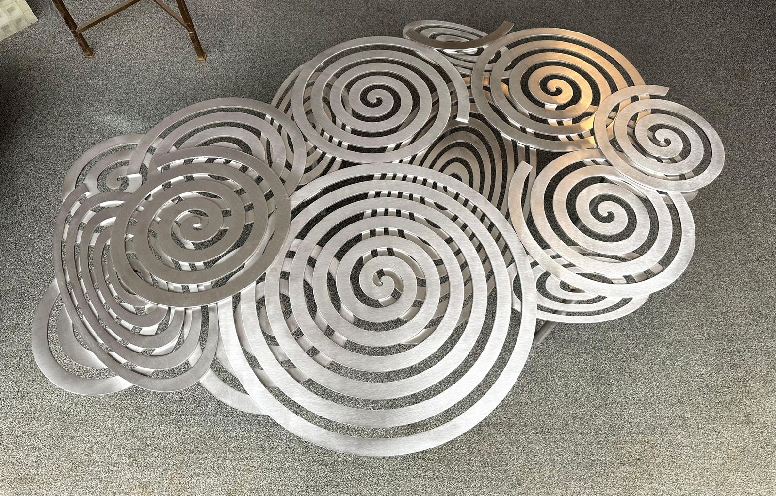 photo for sale Contemporary Stainless Steel Spiral Coffee Table By Antonio Cagianelli, Italy