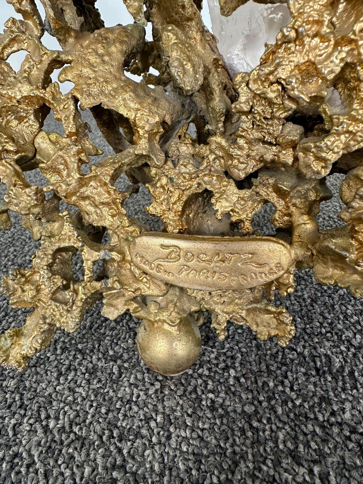 Gilt Bronze And Quartz Stone Coffee Table By Boeltz, France, 1970s photo 15822.0