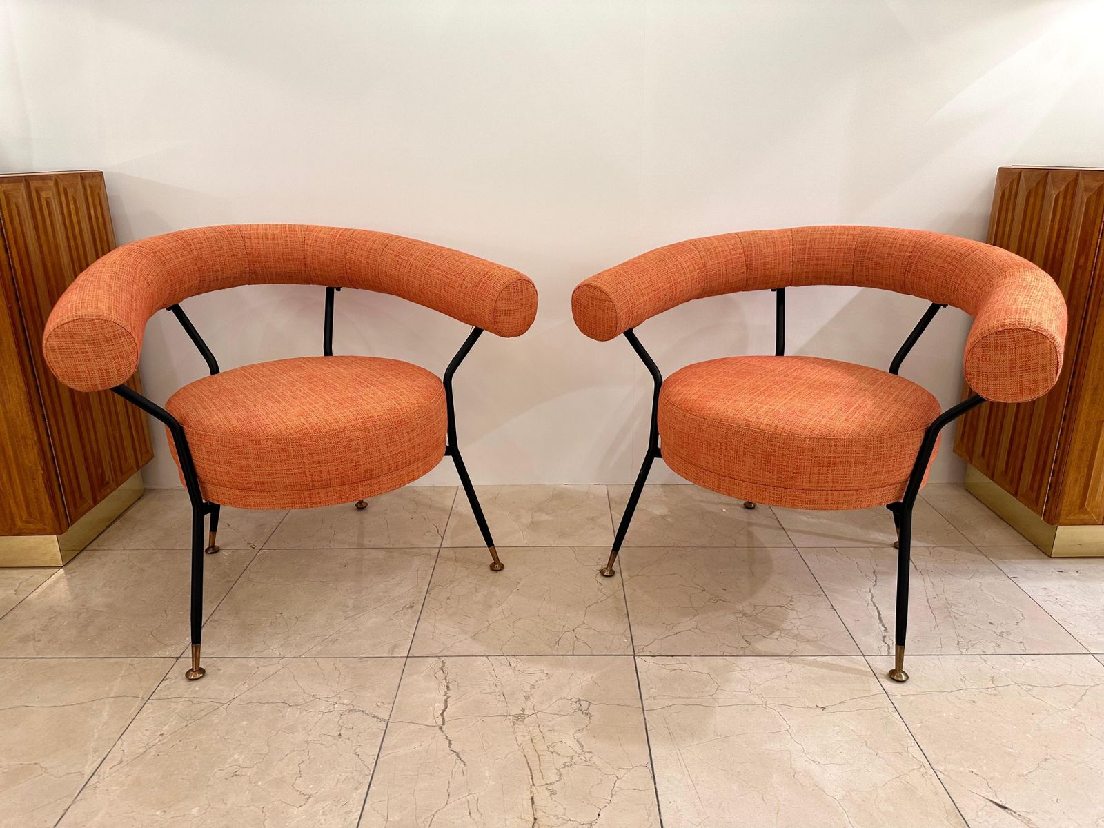 photo vinterior Mid Century Modern Pair Of Armchairs By Ipe Bologne, Italy, 1950s