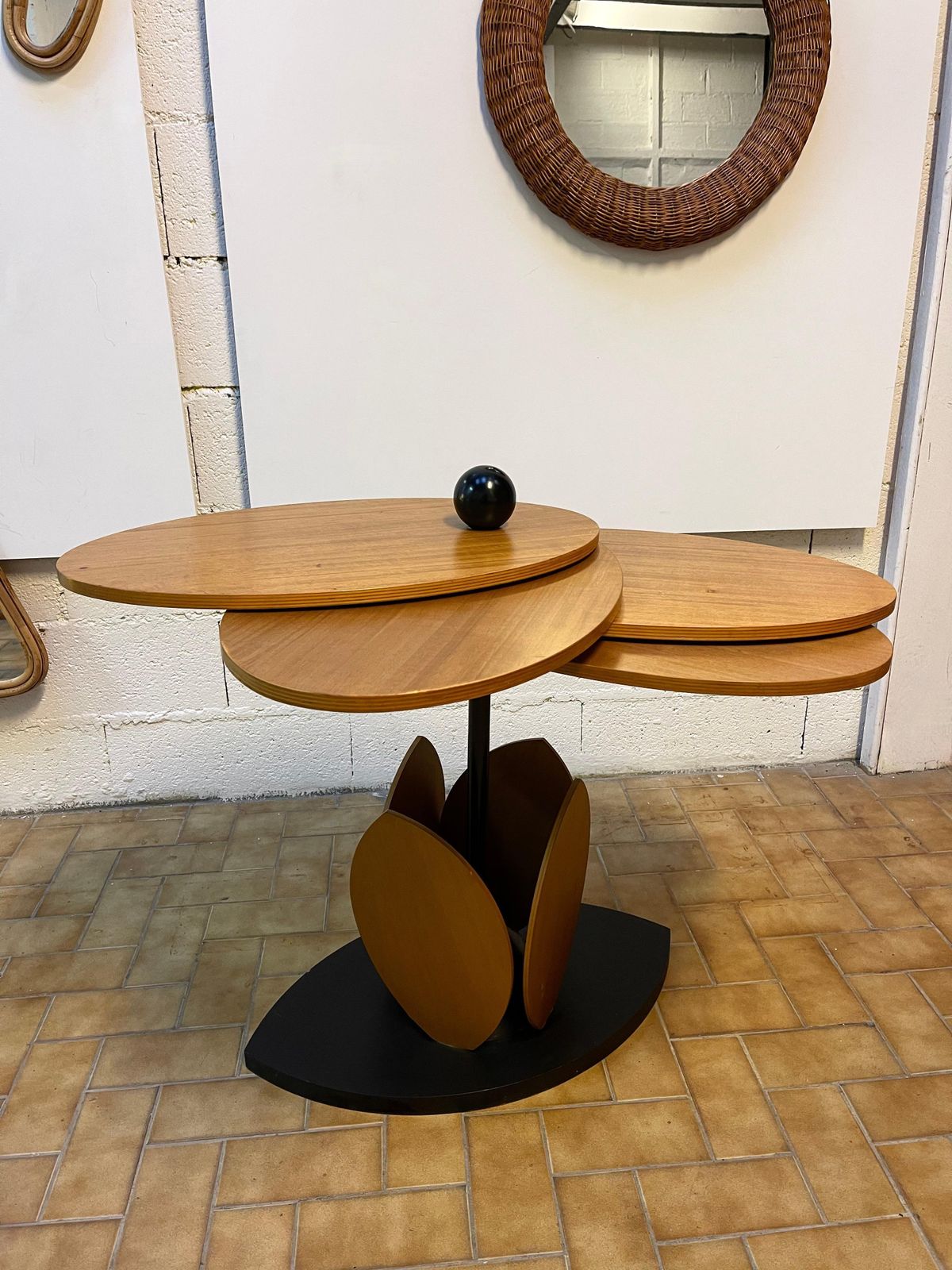 photo furniture Wood Flower Modular Table. Italy, 1980s