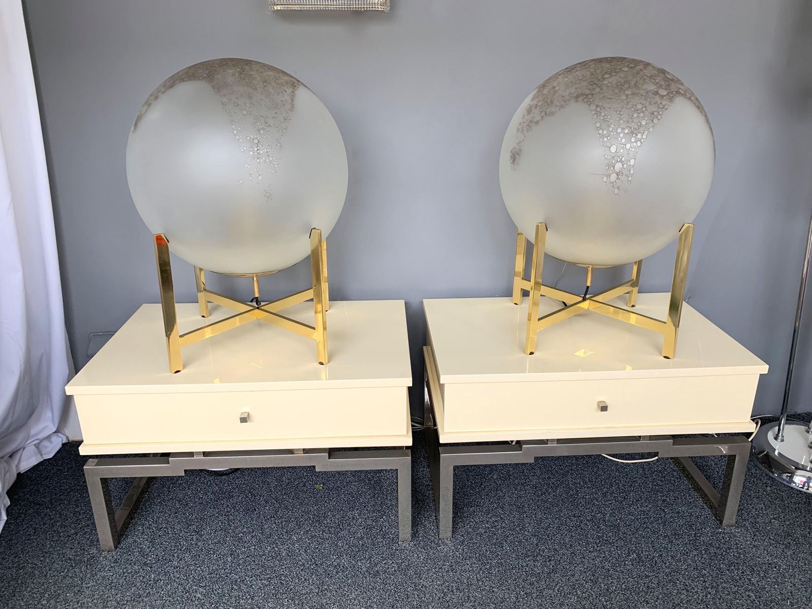 Pair Of Lacquered And Metal Chrome Side Tables By Mario Sabot. Italy, 1970s photo 2566.0