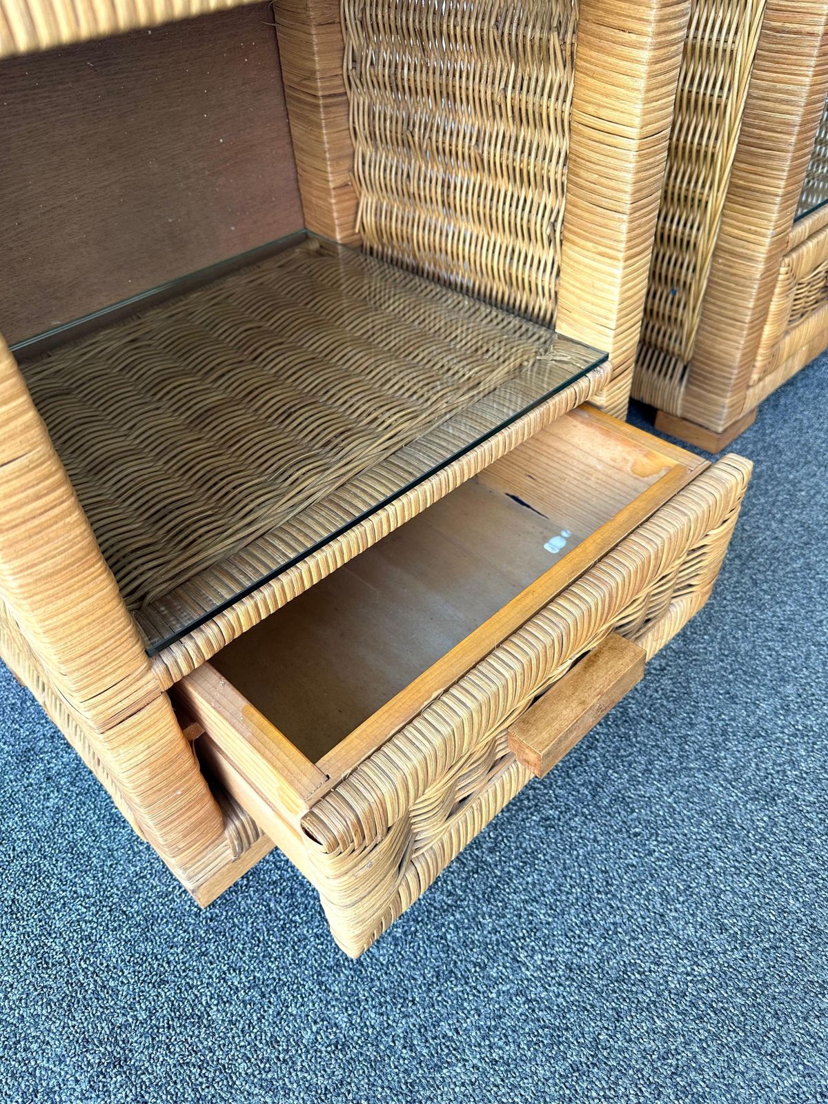 photo furniture Pair Of Rattan Bedside Tables By Tito Agnoli, Italy, 1970s