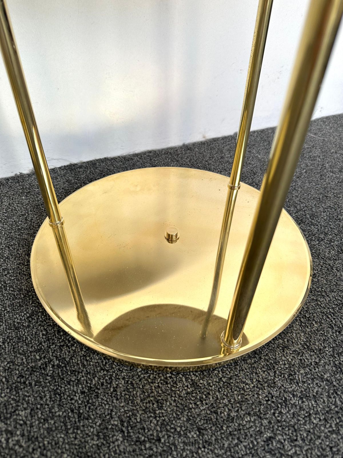 Contemporary Pair Of Brass And Travertine Side Tables, Italy photo Furniture