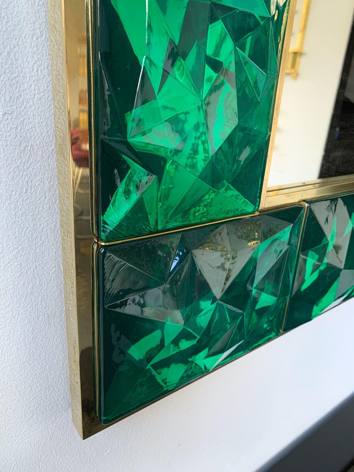 Contemporary Brass Mirror Murano Glass, Italy photo Home Decor