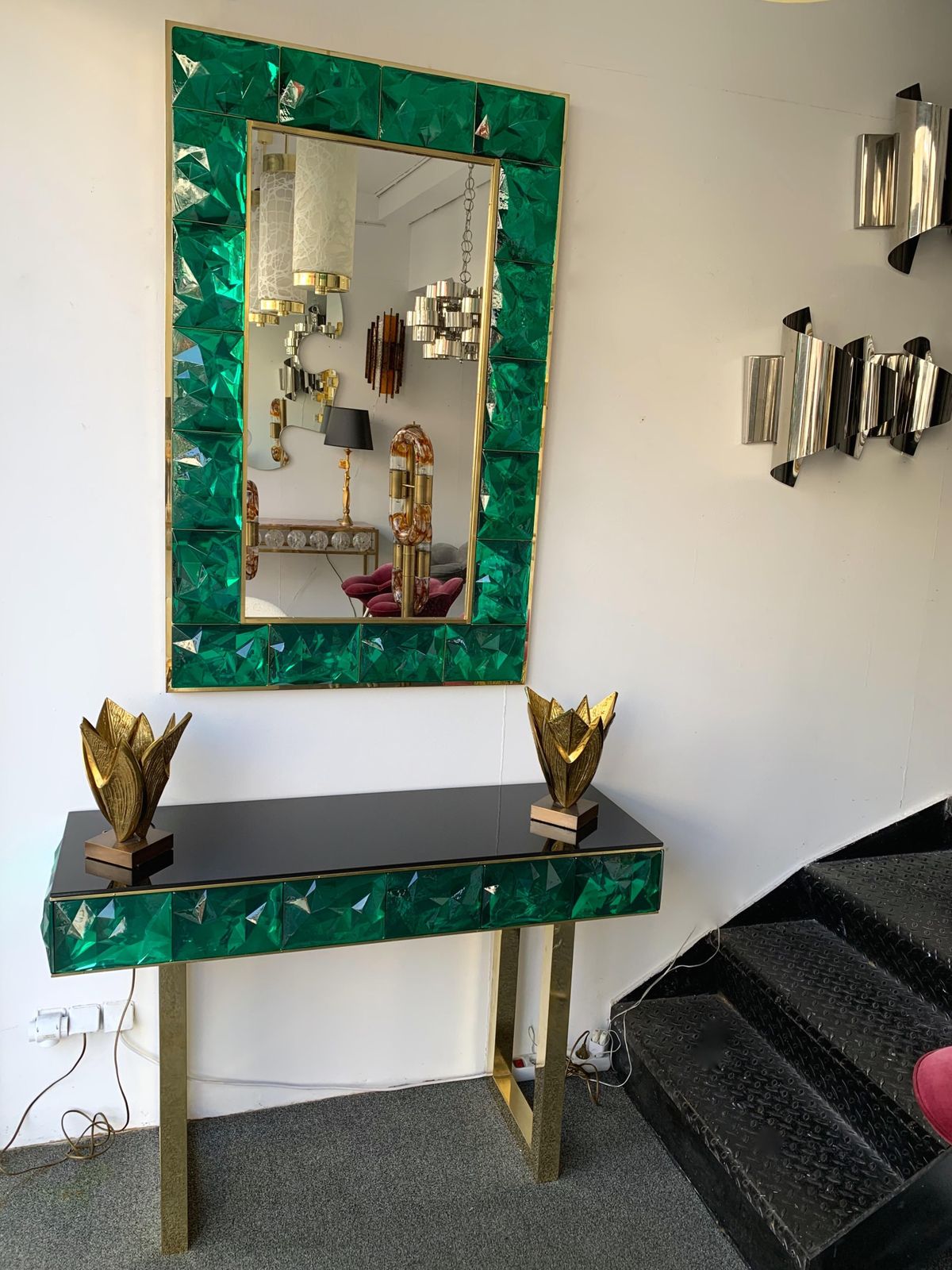 Contemporary Brass Mirror Murano Glass, Italy photo 4875.0
