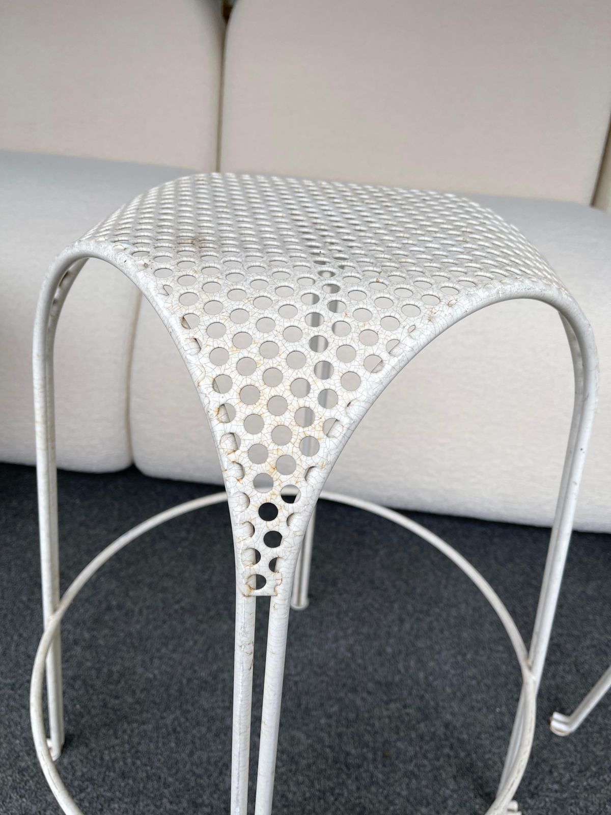 Pair Of Bar Stools Metal Perforated By Maurizio Tempestini, Italy, 1950s photo Furniture