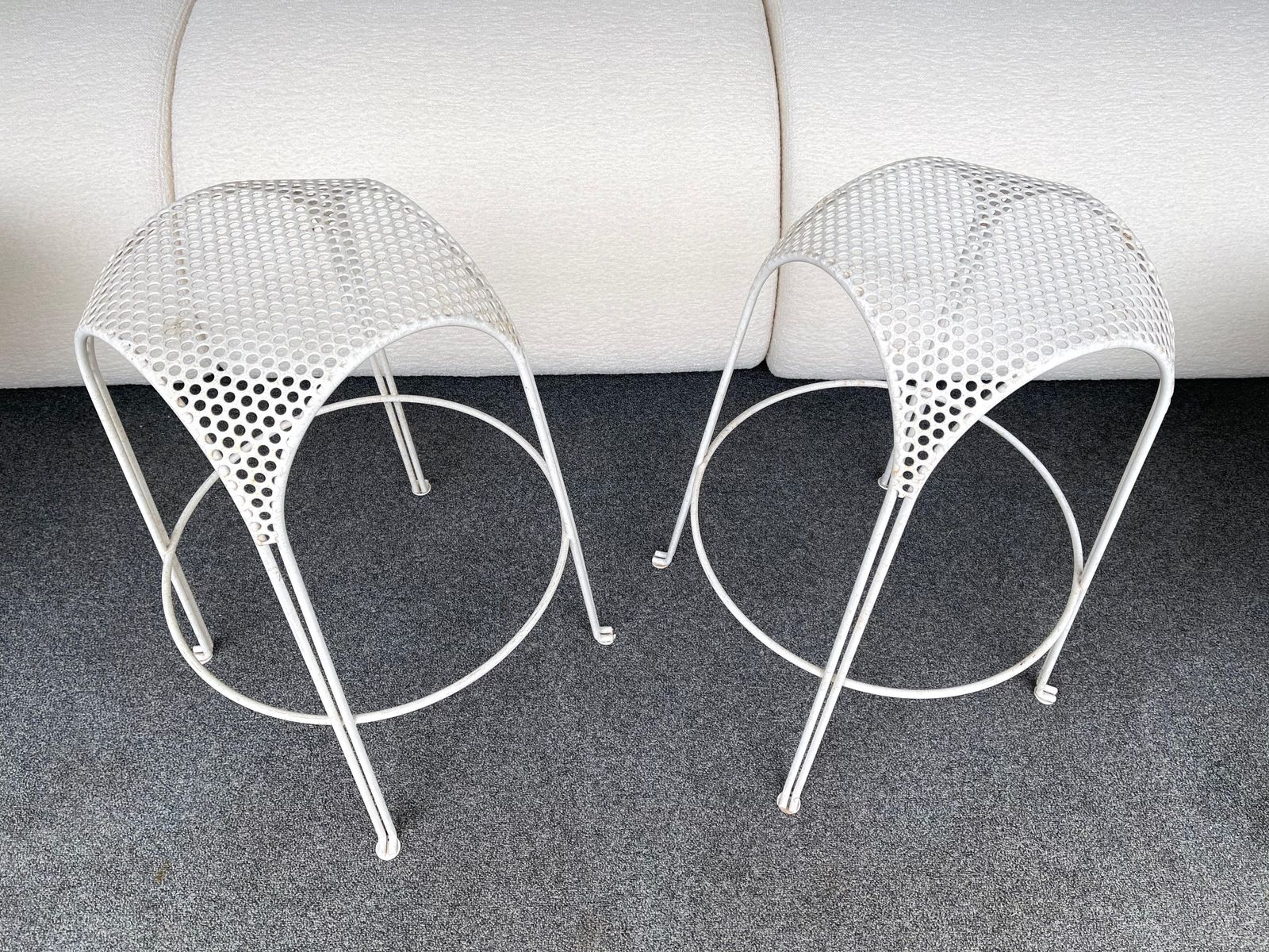 photo furniture Pair Of Bar Stools Metal Perforated By Maurizio Tempestini, Italy, 1950s