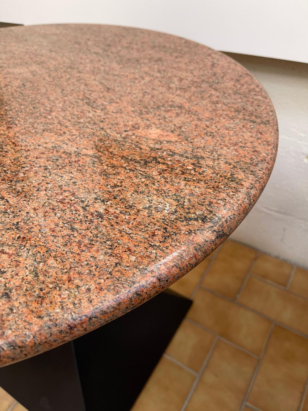 Pair Of Red Granite And Brass Side Tables, Italy, 1980s photo furniture