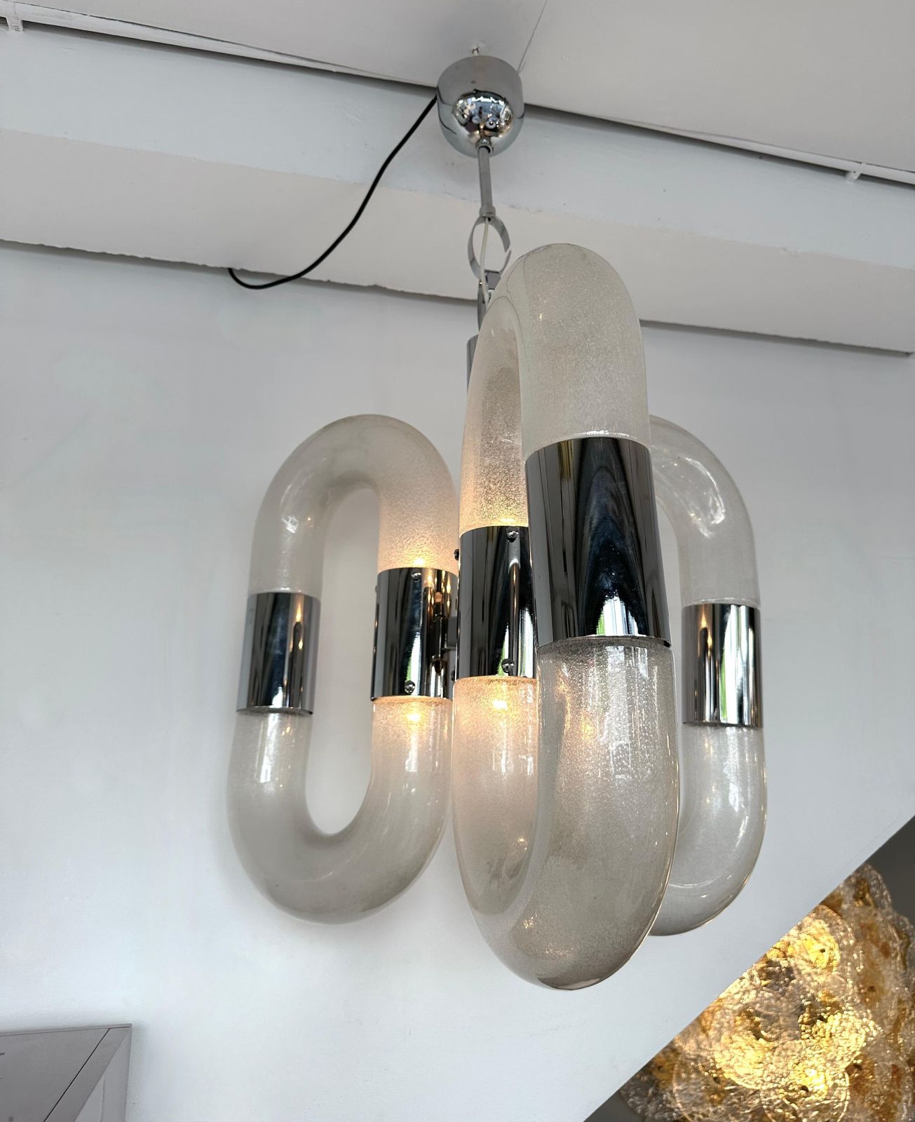 Chandelier Murano Glass And Metal By Aldo Nason For Mazzega, Italy, 1970s photo for sale