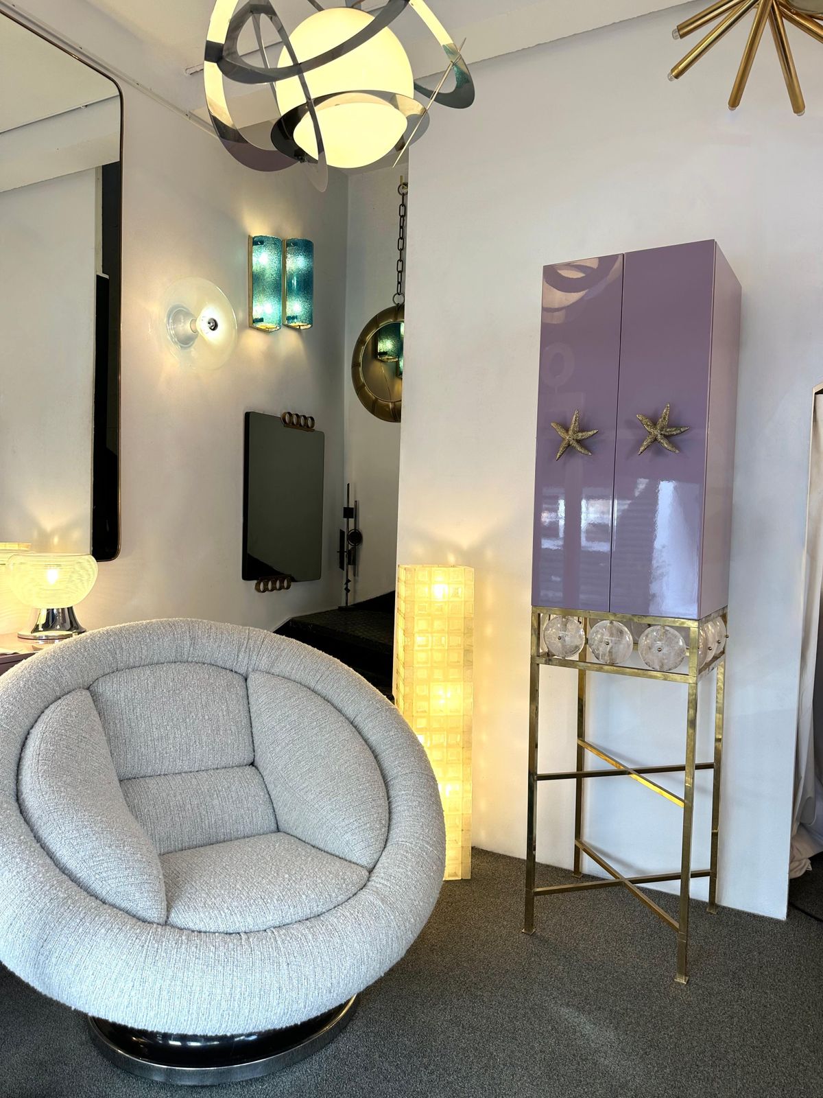 photo furniture Contemporary Lacquered Brass Starfish And Rock Crystal Cabinet. Italy