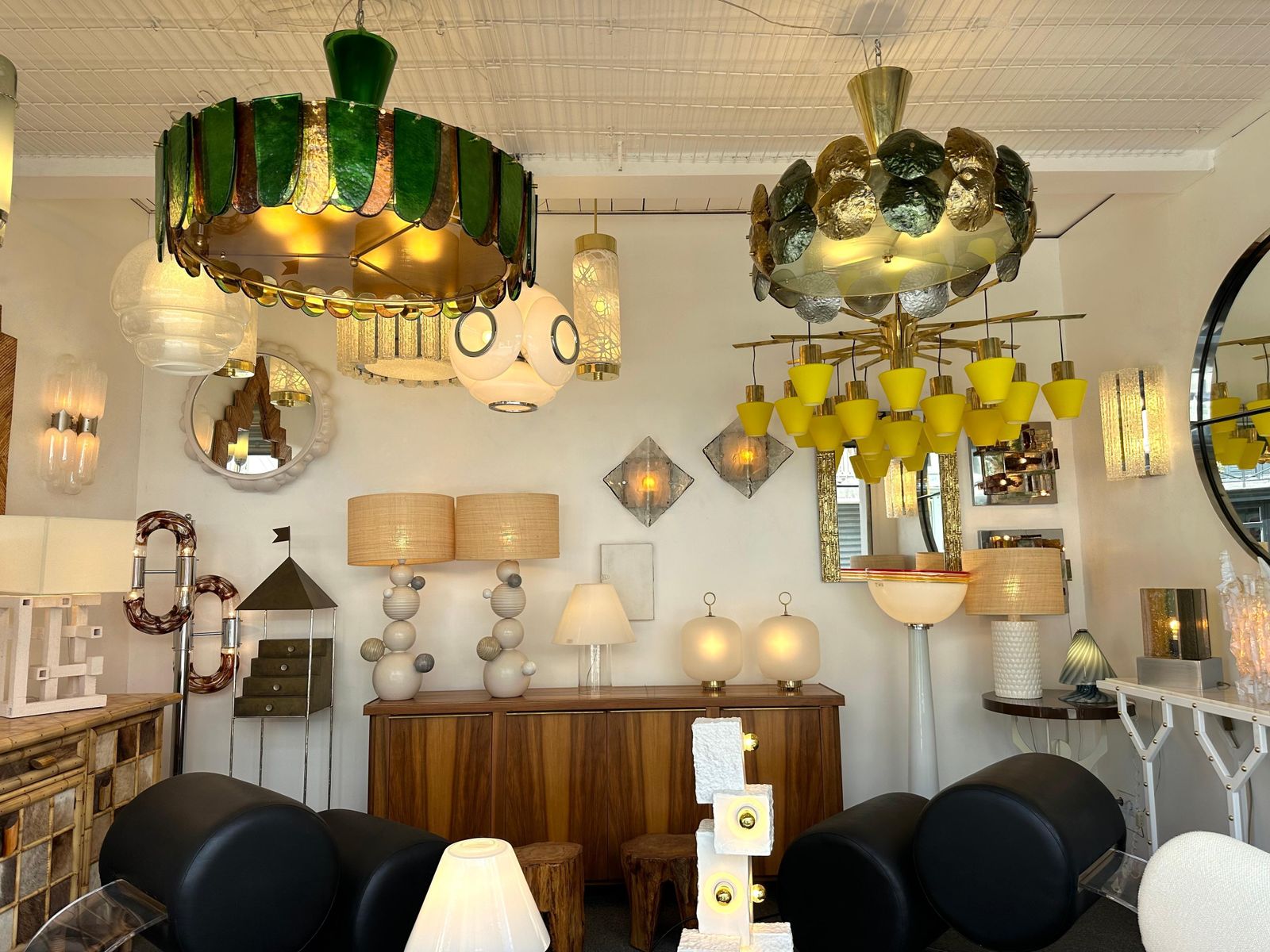 Lighting Contemporary Chandelier Brass And Murano Glass Blade, Italy photo