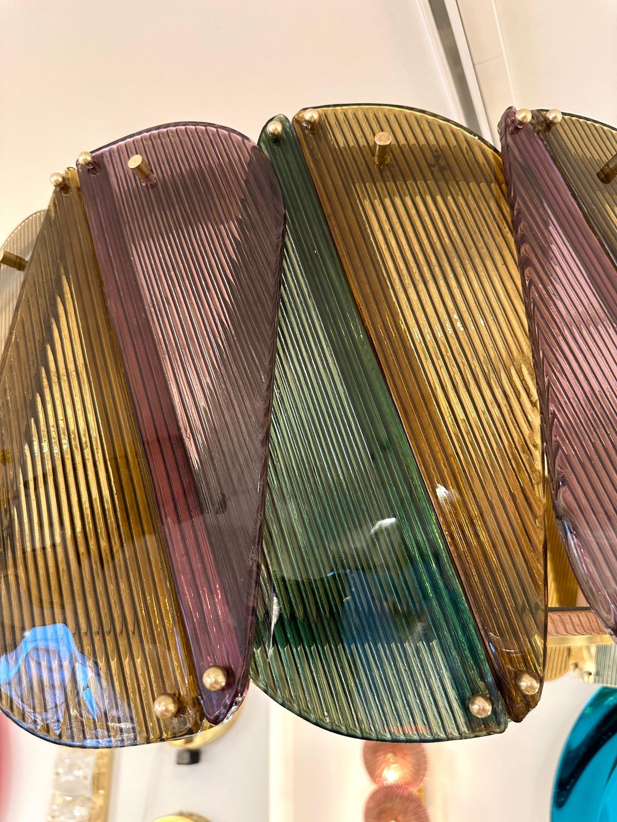 Contemporary Harlequin Chandelier Brass And Murano Glass , Italy photo 7355.0