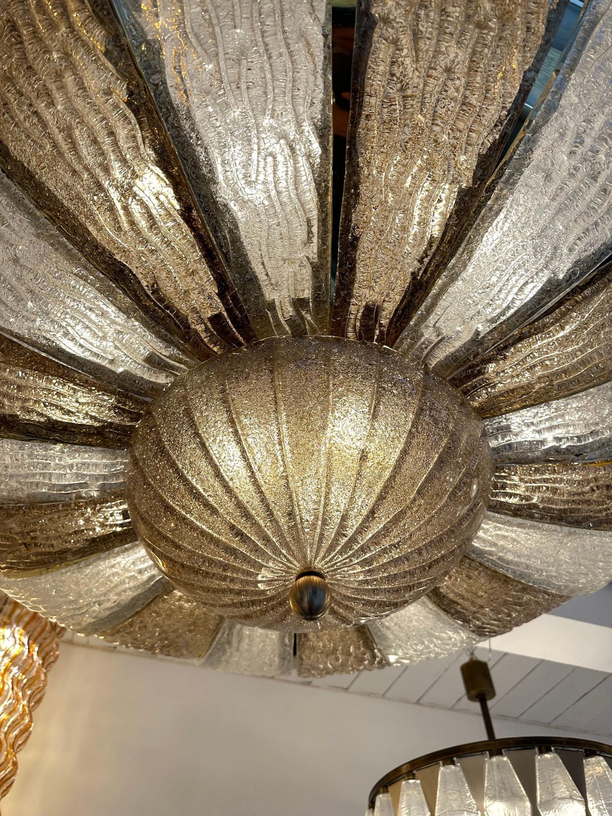 Large Contemporary Crown Chandelier Brass And Murano Glass , Italy photo 10263.0
