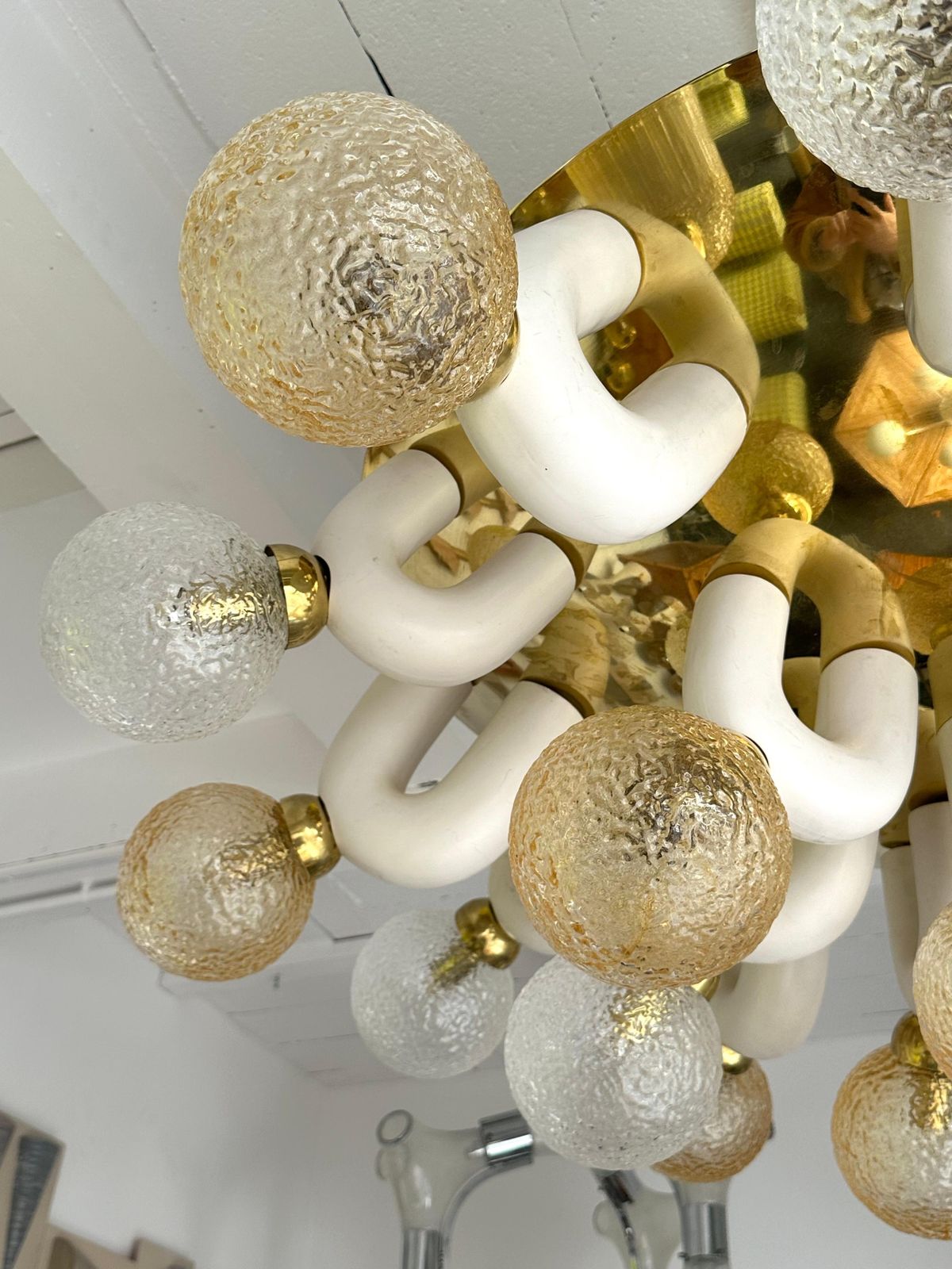 Large Contemporary U Ceramic Chandelier Brass And Murano Glass , Italy photo 10263.0