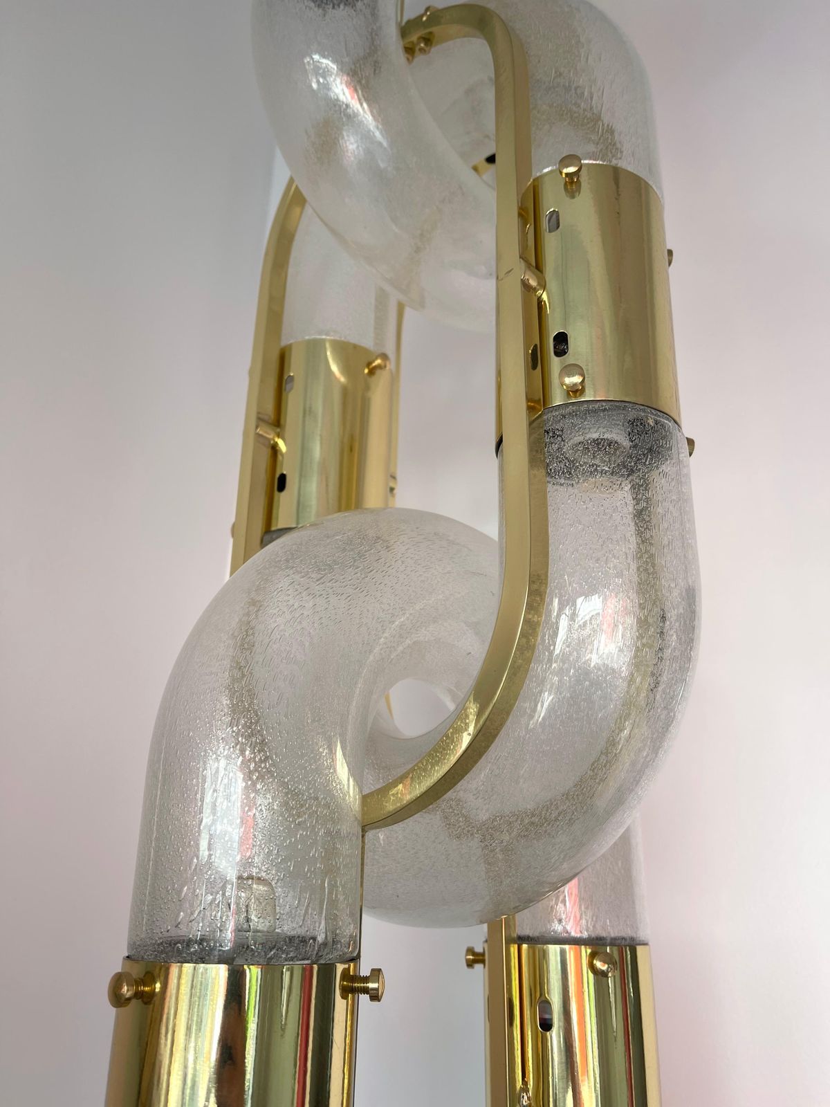 Lighting Brass Chandelier Murano Glass By Aldo Nason For Mazzega, Italy, 1970s photo