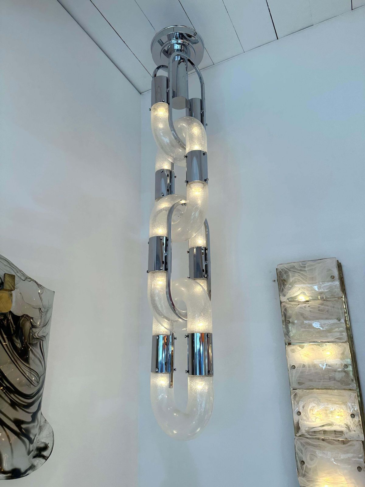 Chandelier Murano Glass And Metal By Aldo Nason For Mazzega, Italy, 1970s photo Lighting
