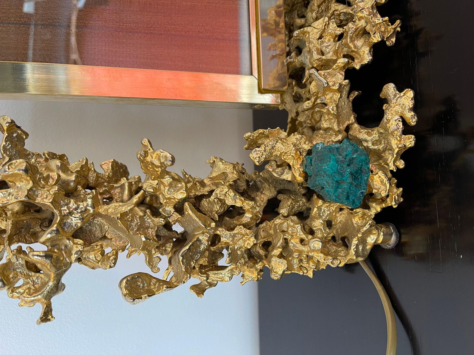 Large Gilt Bronze And Dioptase Lamp Picture Frame By Boeltz, France, 1970s photo 5131.0