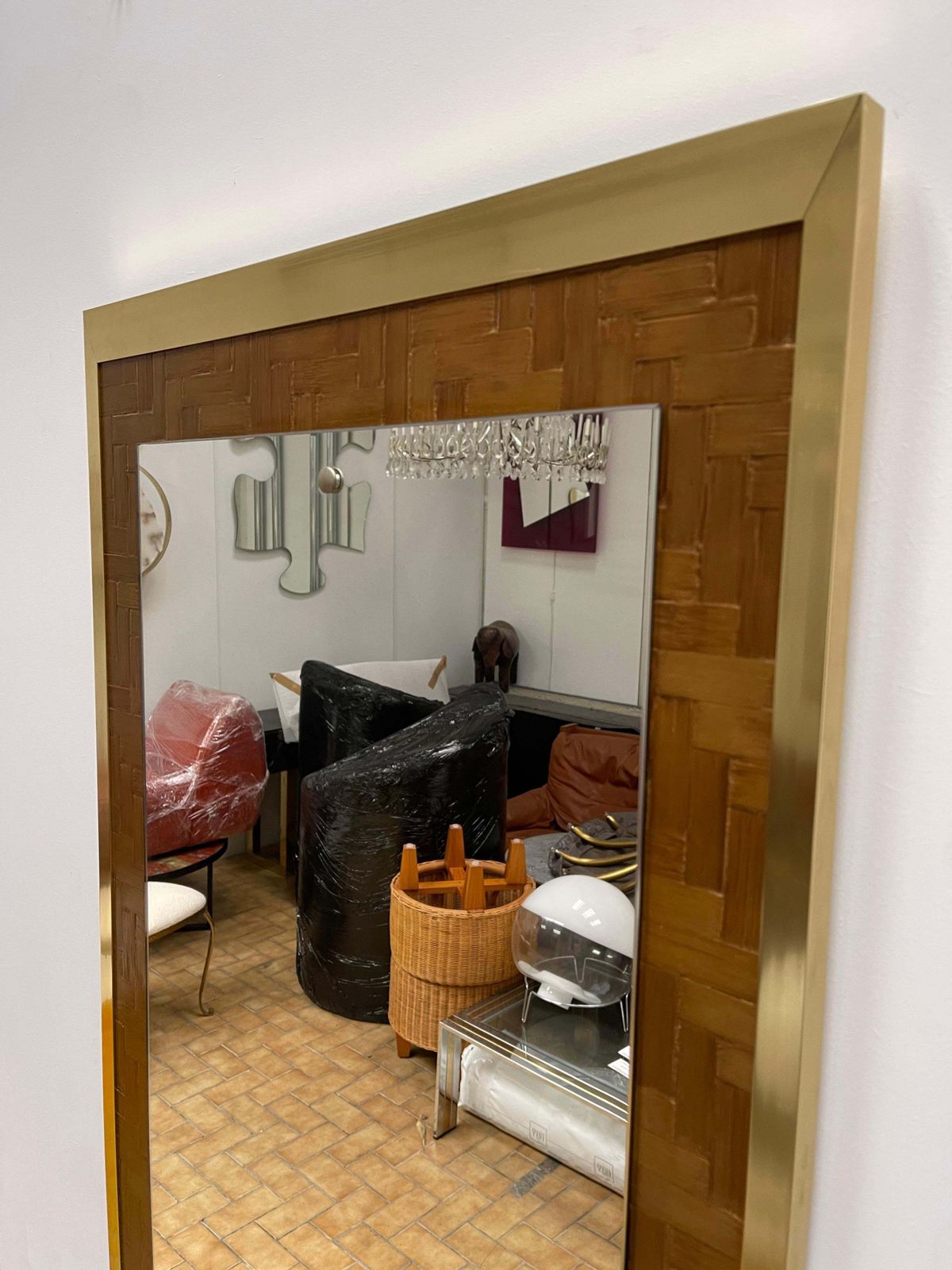 Bamboo And Brass Mirror By Dal Vera, Italy, 1970s photo Home Decor
