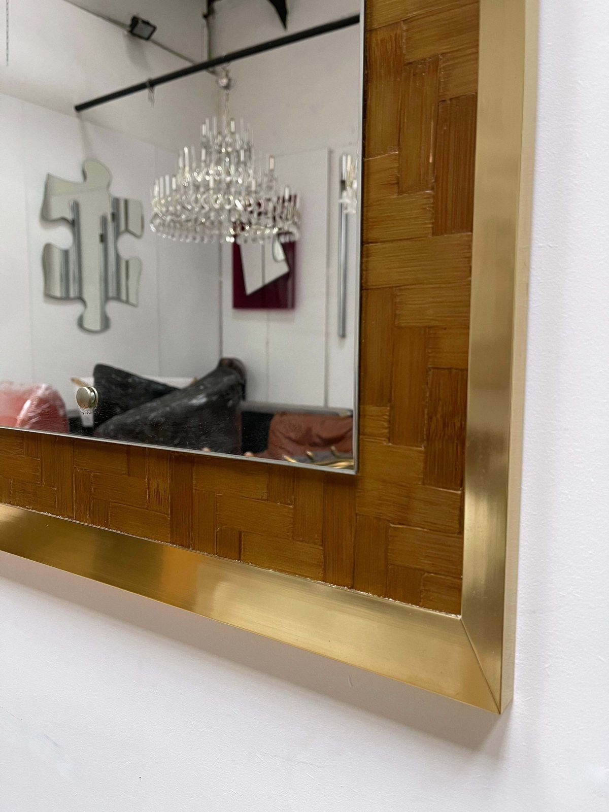 Bamboo And Brass Mirror By Dal Vera, Italy, 1970s photo 2566.0