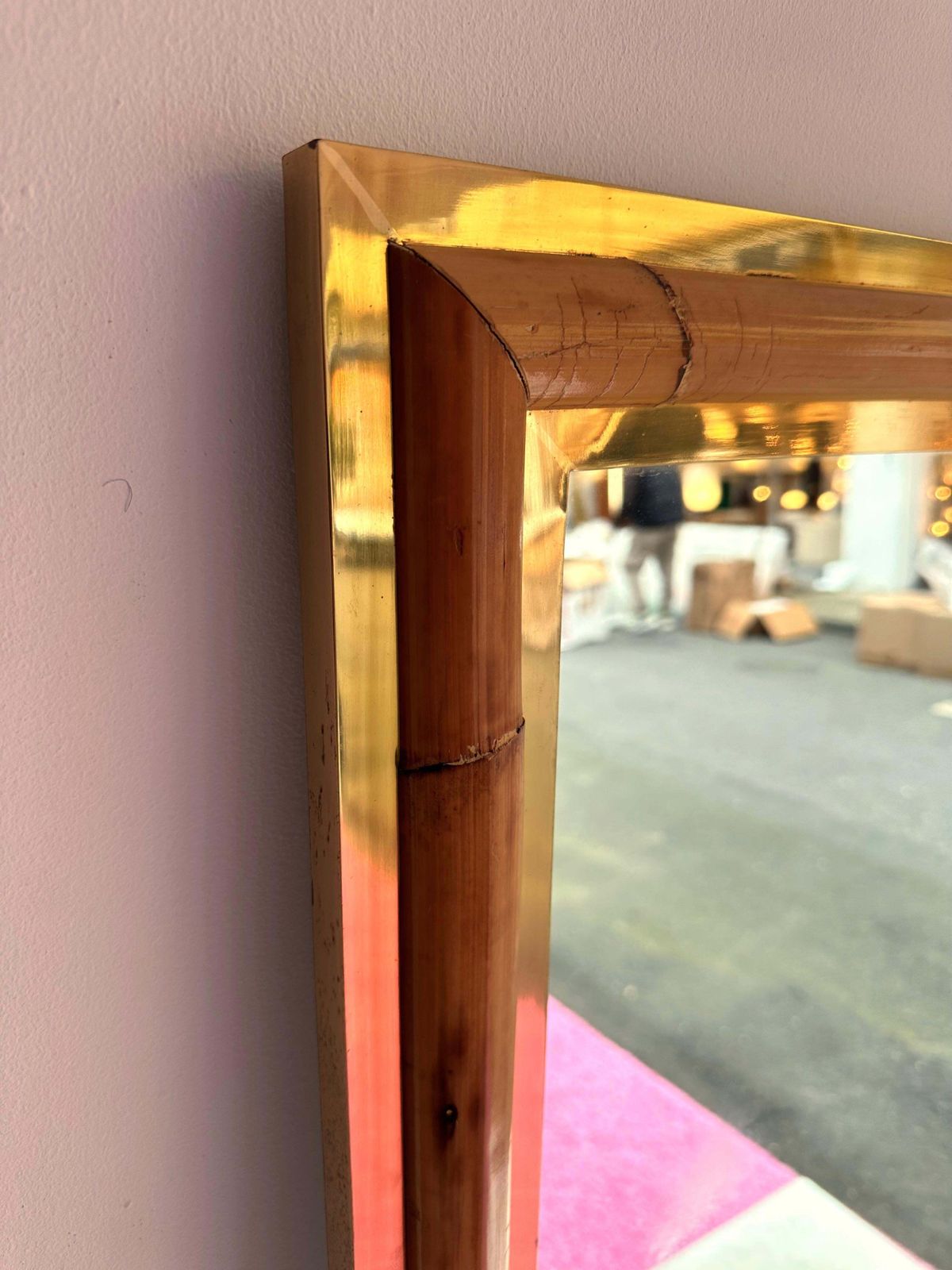 Mirror Bamboo And Brass, Galerie Maison Et Jardin, France, 1970s photo furniture