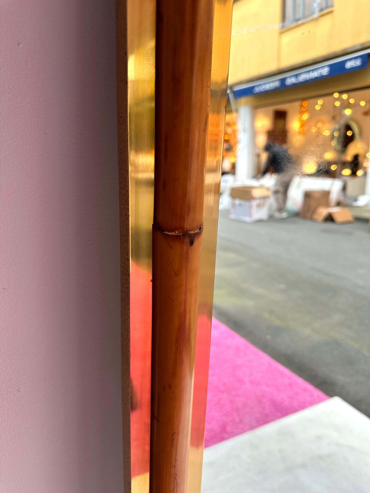 Mirror Bamboo And Brass, Galerie Maison Et Jardin, France, 1970s photo for sale