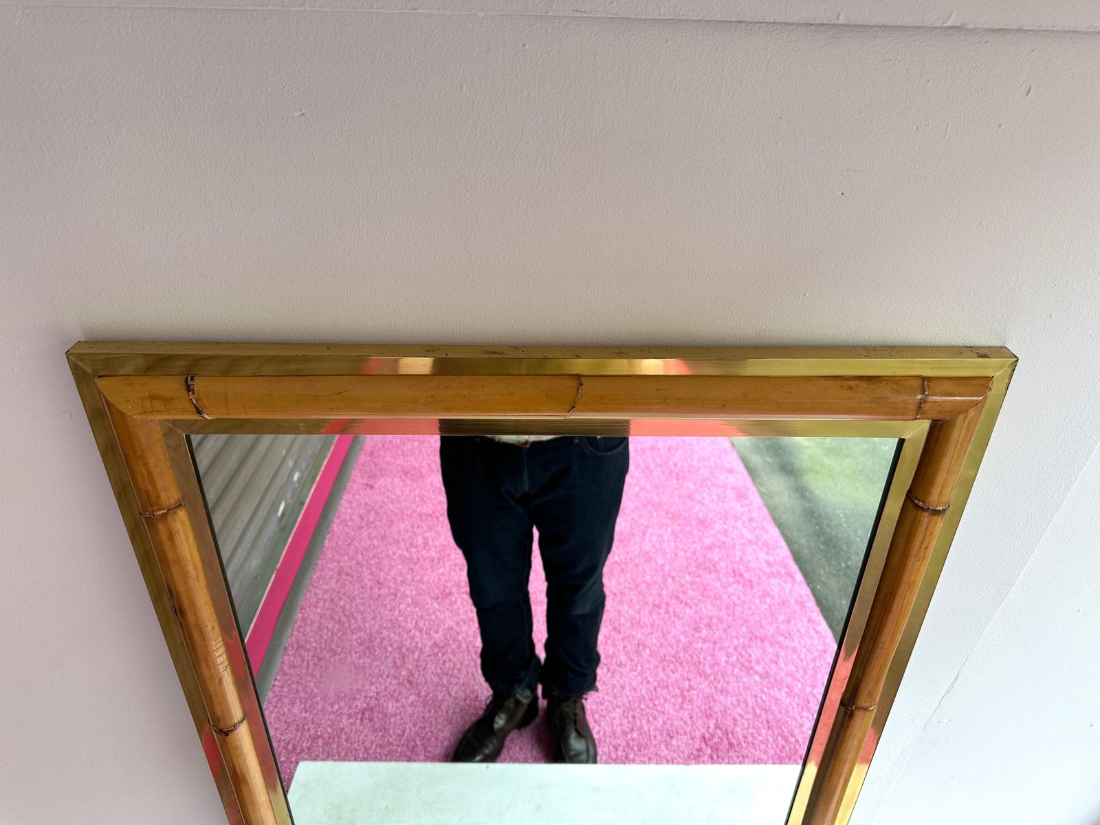Mirror Bamboo And Brass, Galerie Maison Et Jardin, France, 1970s photo buy
