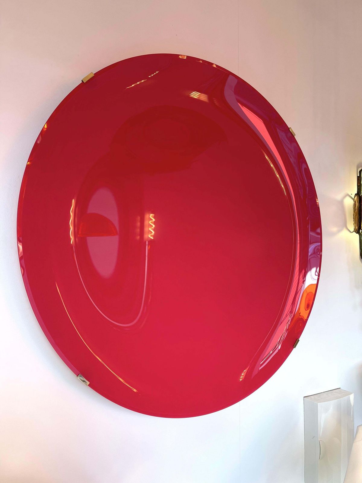 Large Contemporary Curve Concave Pink Mat Mirror, Italy photo furniture