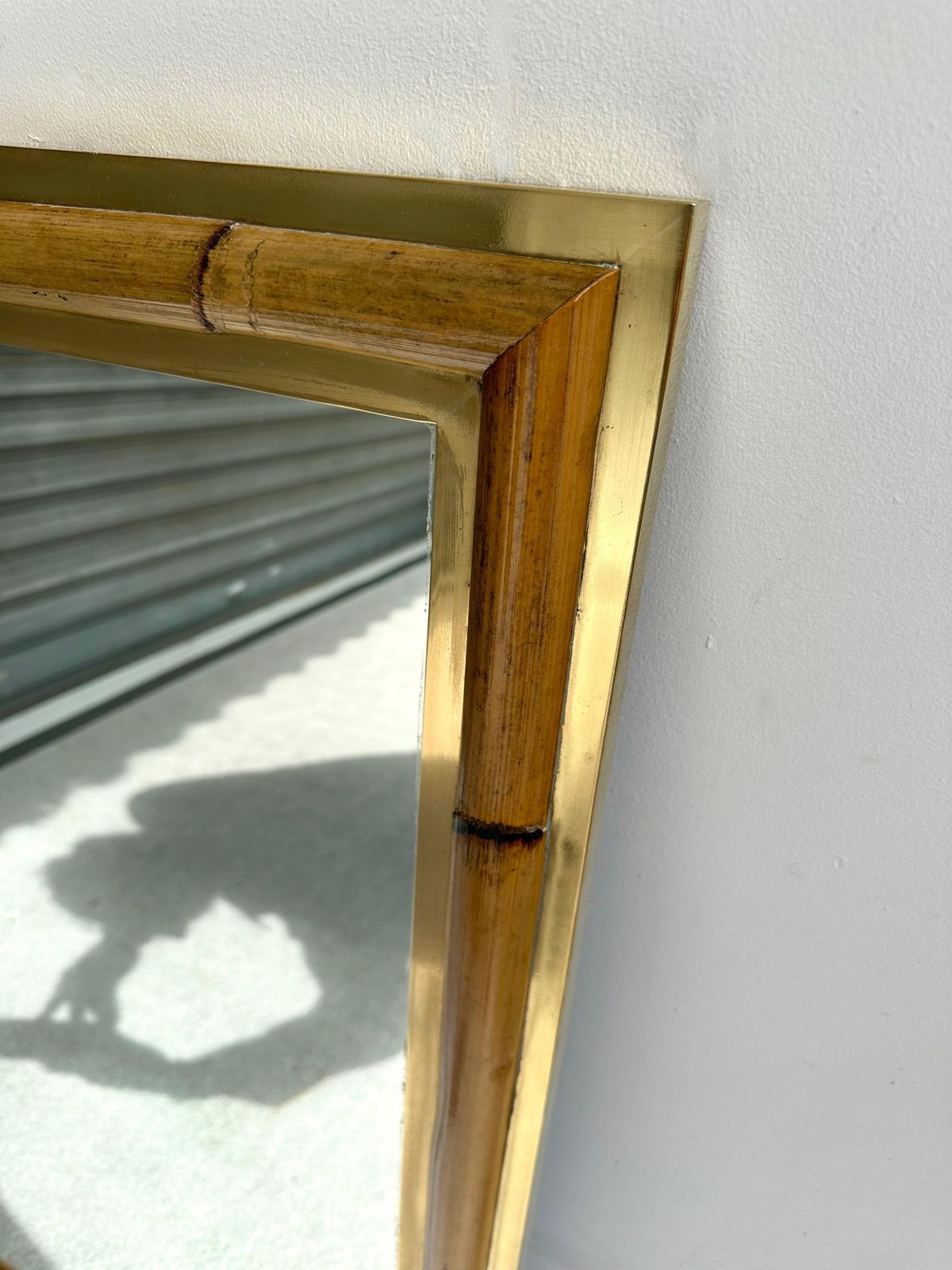 Brass And Bamboo Wall Mirror By Vivai Del Sud. Italy, 1970s photo 4105.0