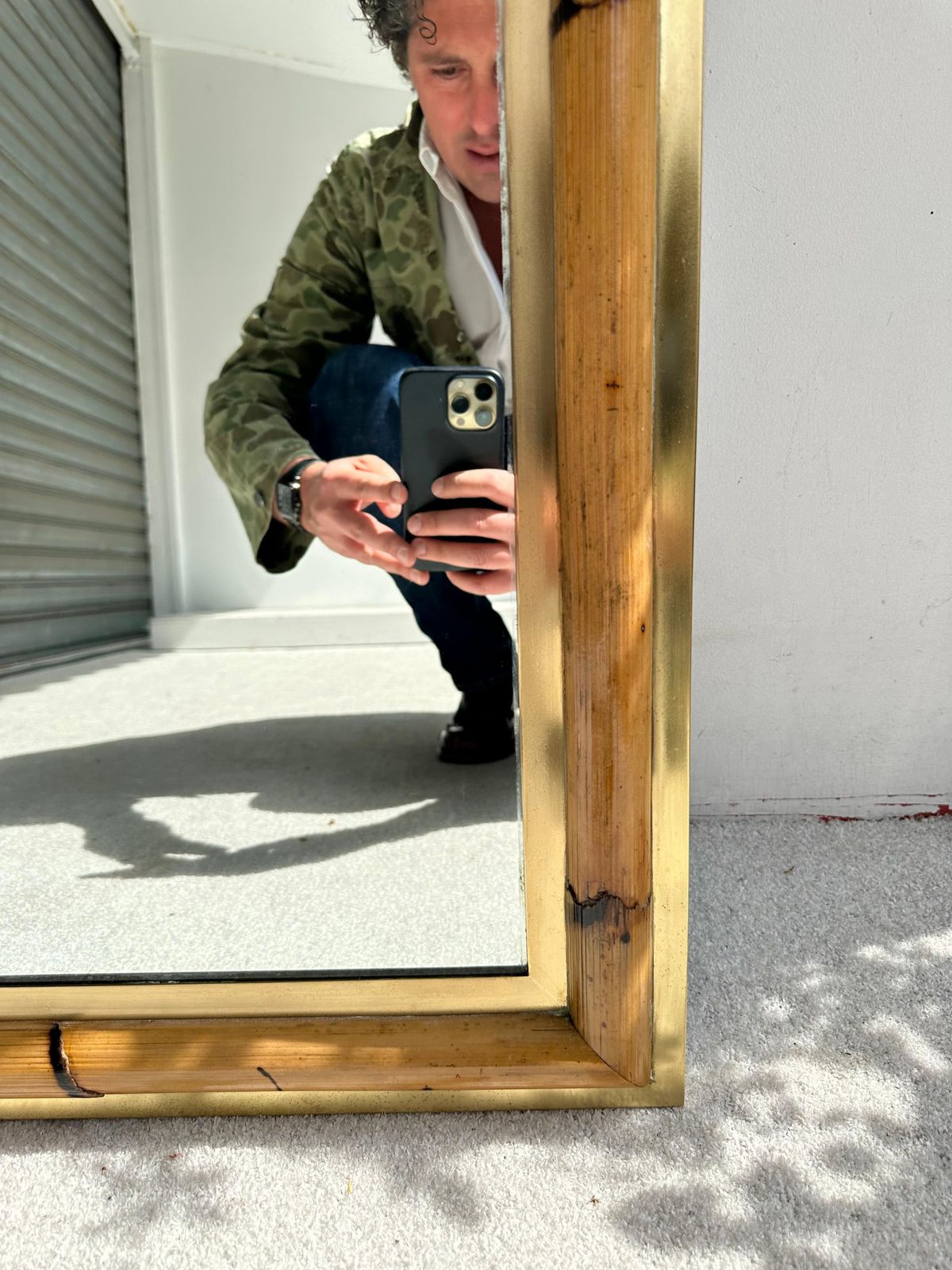 photo furniture Brass And Bamboo Wall Mirror By Vivai Del Sud. Italy, 1970s