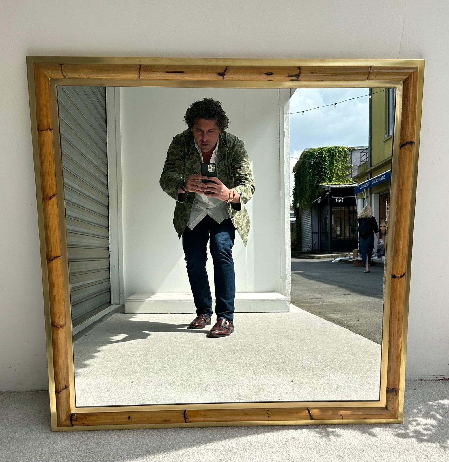 Home Decor Brass And Bamboo Wall Mirror By Vivai Del Sud. Italy, 1970s photo