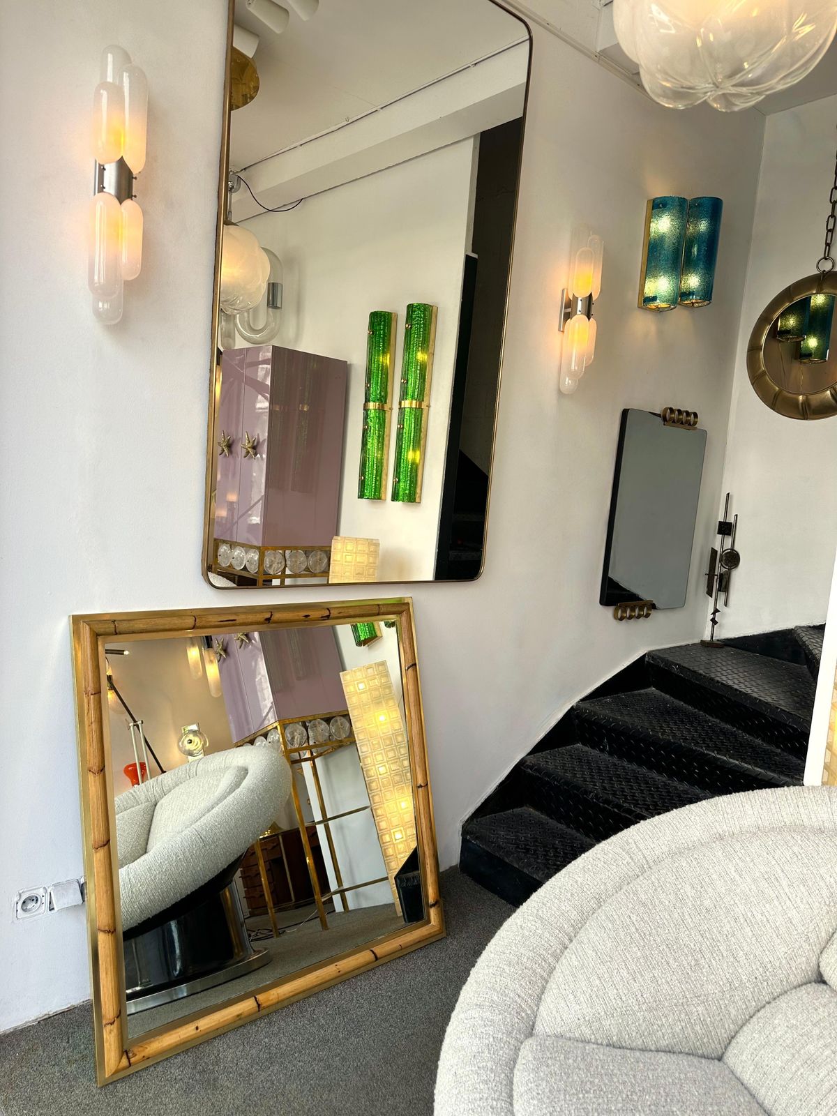 photo vinterior Brass And Bamboo Wall Mirror By Vivai Del Sud. Italy, 1970s