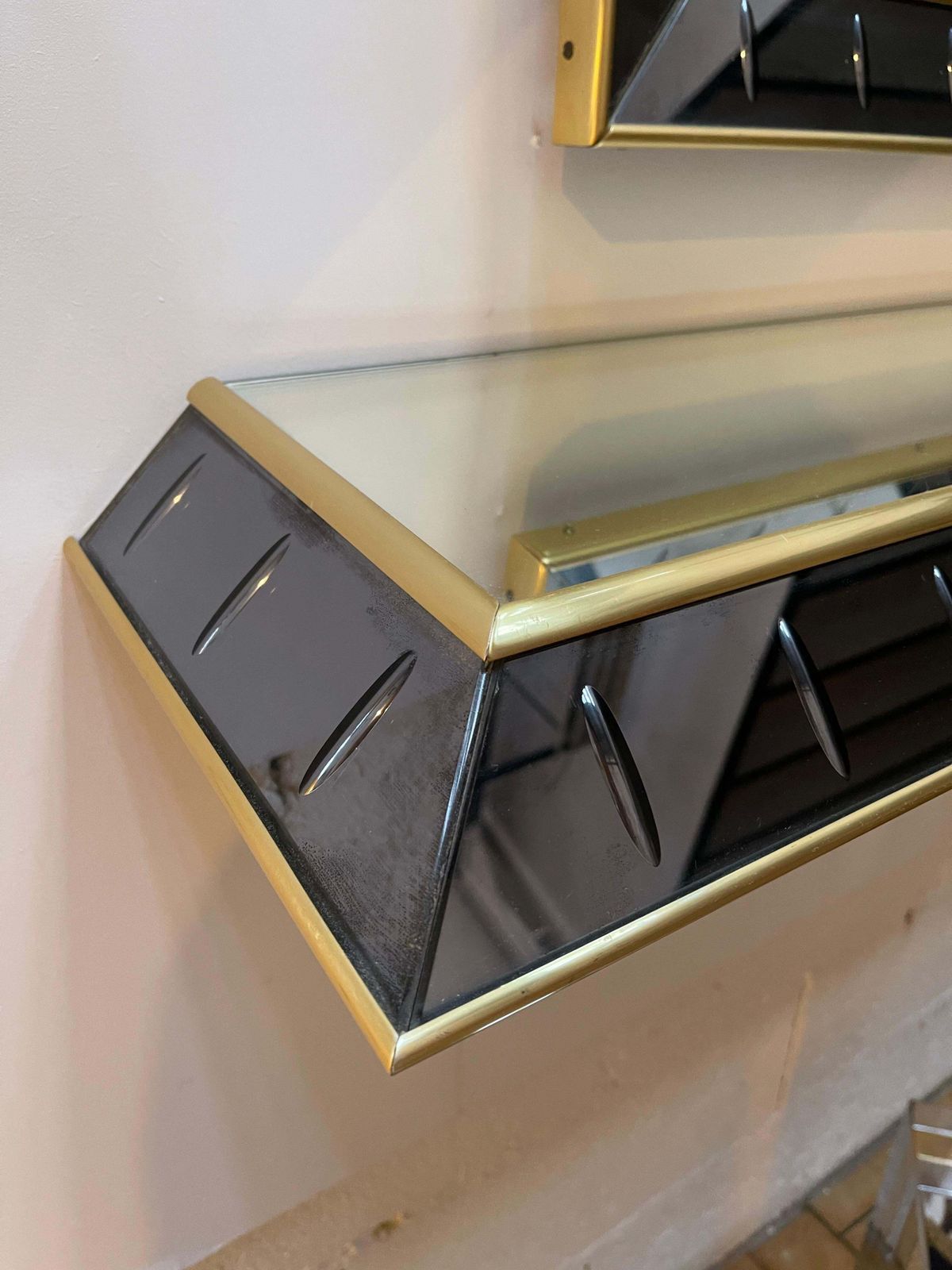 Mirror Console Glass And Brass By Cristal Art, Italy, 1960s photo Home Decor