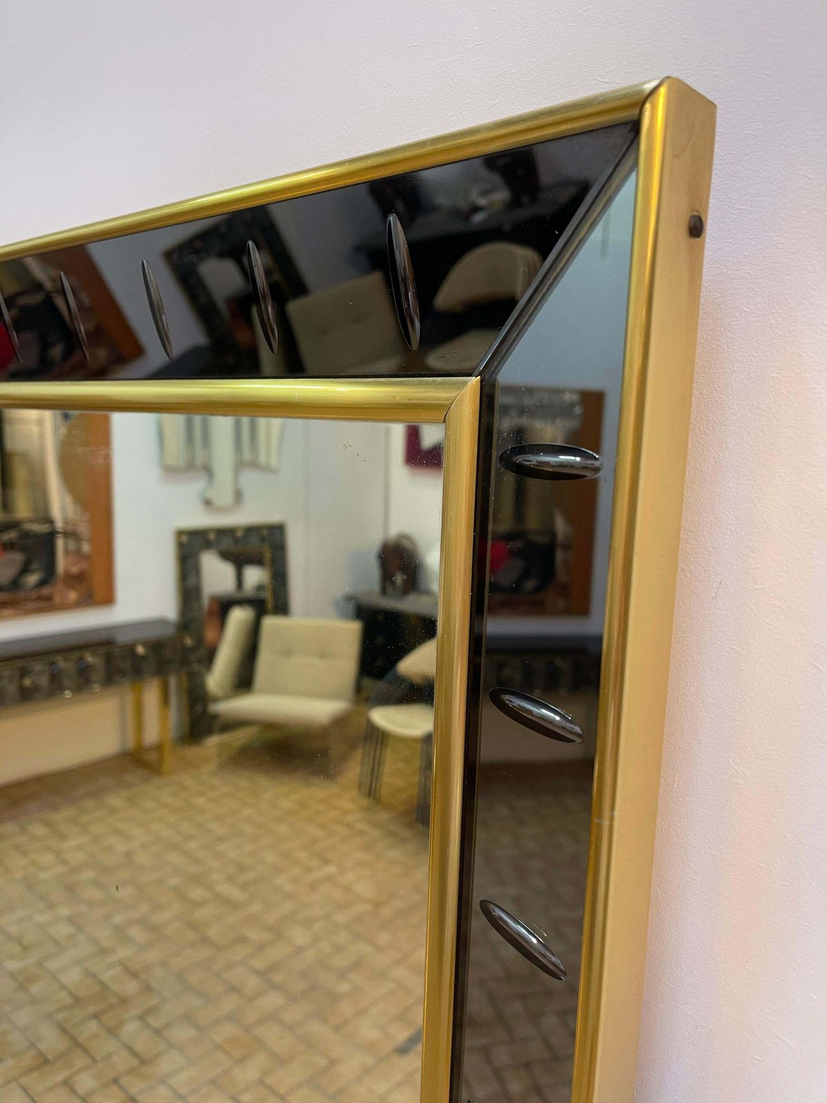 Mirror Console Glass And Brass By Cristal Art, Italy, 1960s photo buy