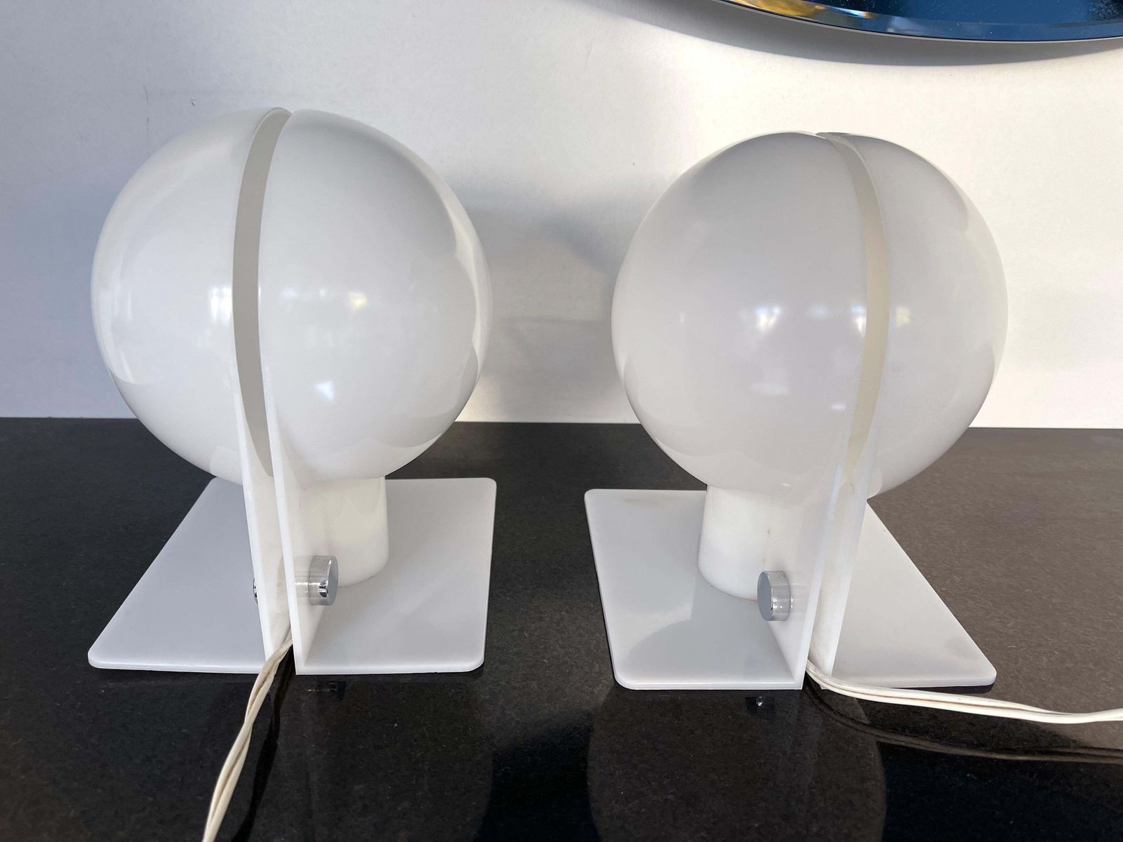 Pair Of Lucite Lamps Sirio By Brazzoni Lampa For Harvey Guzzini. Italy, 1970s photo furniture
