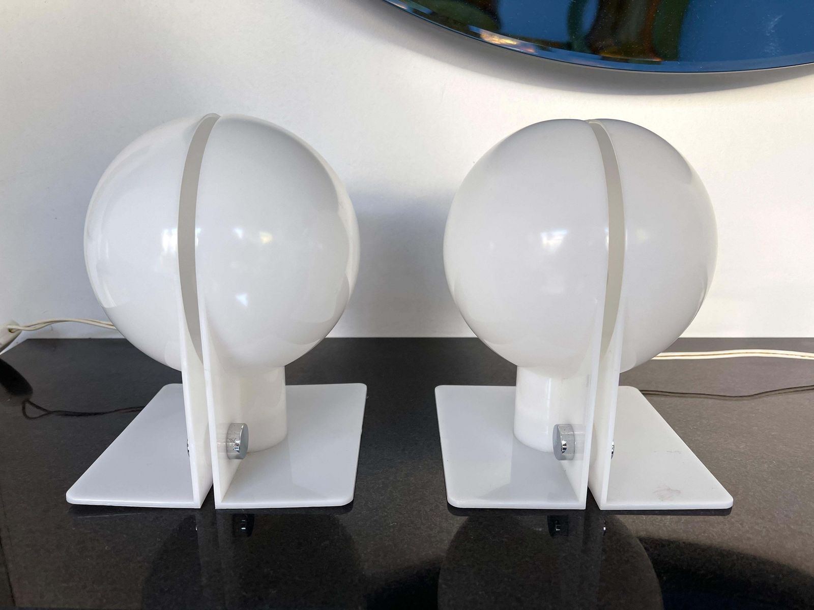 Pair Of Lucite Lamps Sirio By Brazzoni Lampa For Harvey Guzzini. Italy, 1970s photo vinterior