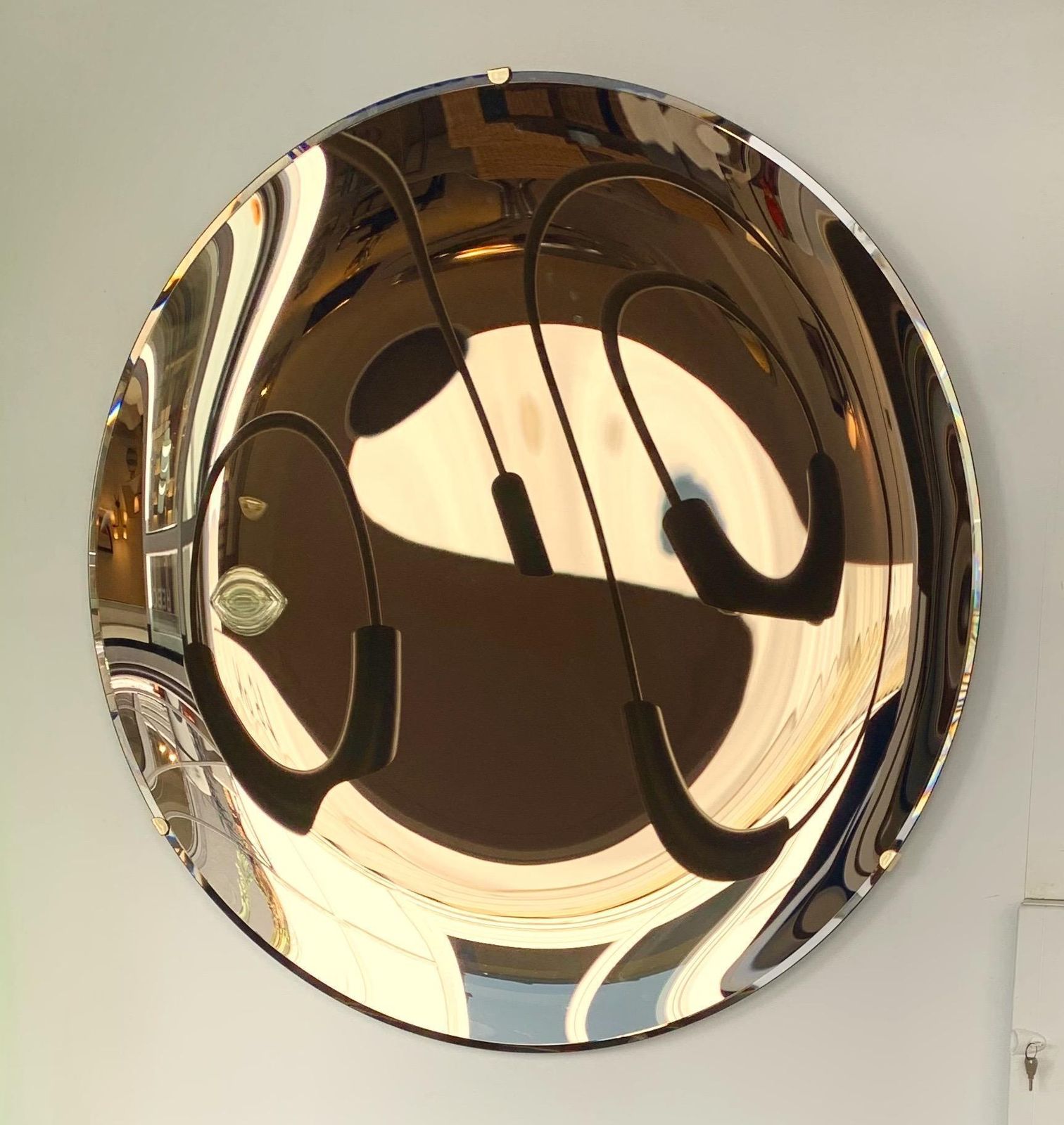 Contemporary Concave Curve Gold Bronze Mirror, Italy photo furniture