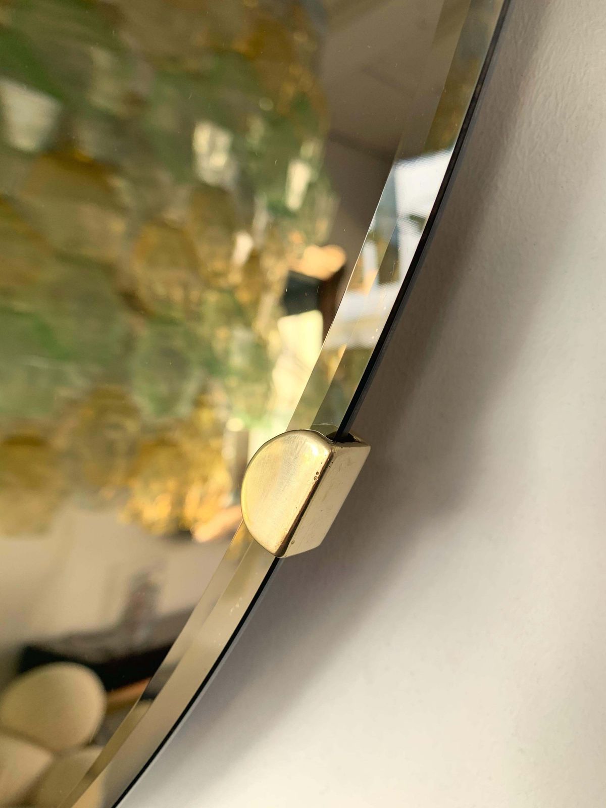Contemporary Concave Curve Gold Bronze Mirror, Italy photo Home Decor