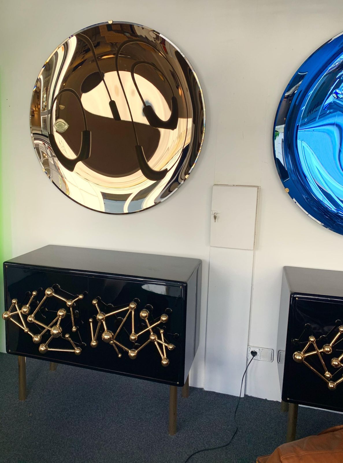 Contemporary Concave Curve Gold Bronze Mirror, Italy photo 6842.0