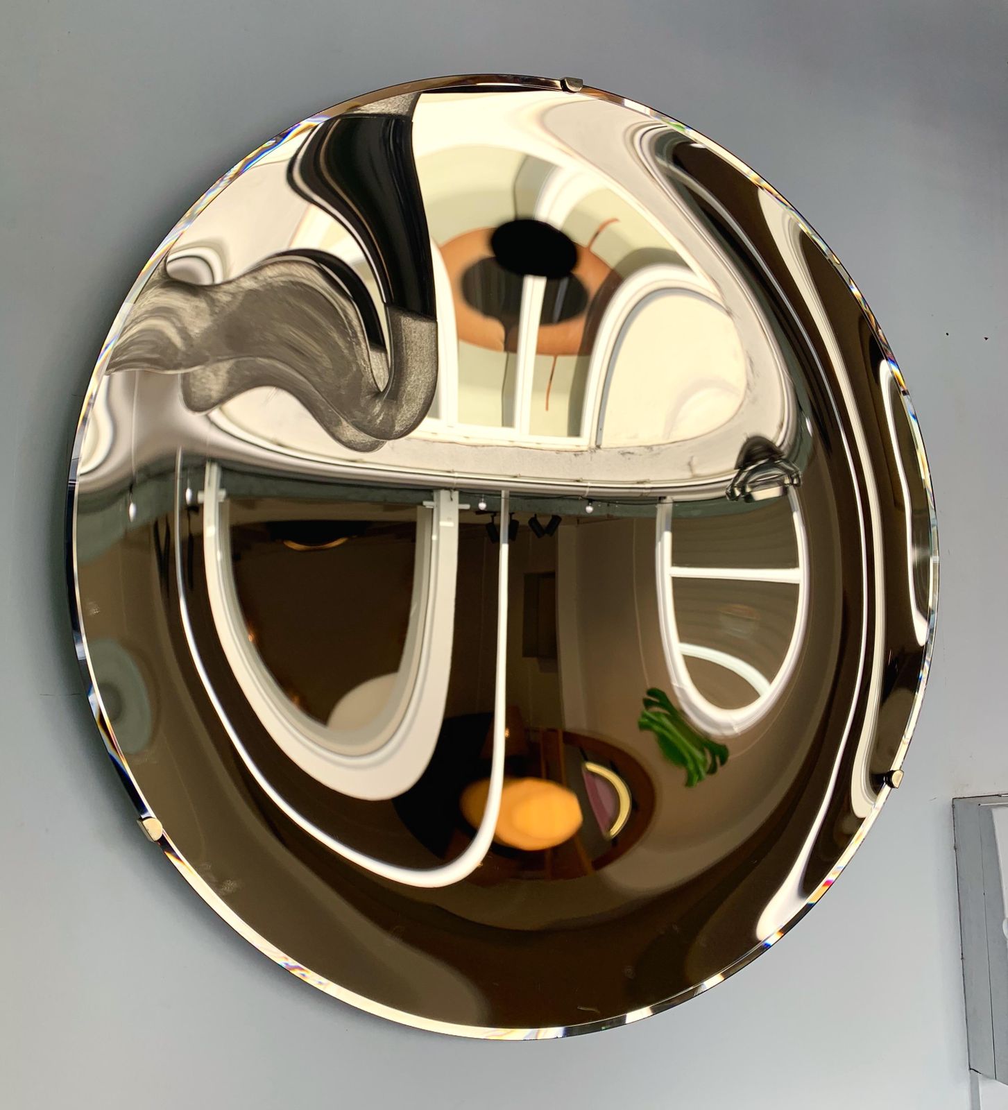 Home Decor Contemporary Concave Curve Gold Bronze Mirror, Italy photo