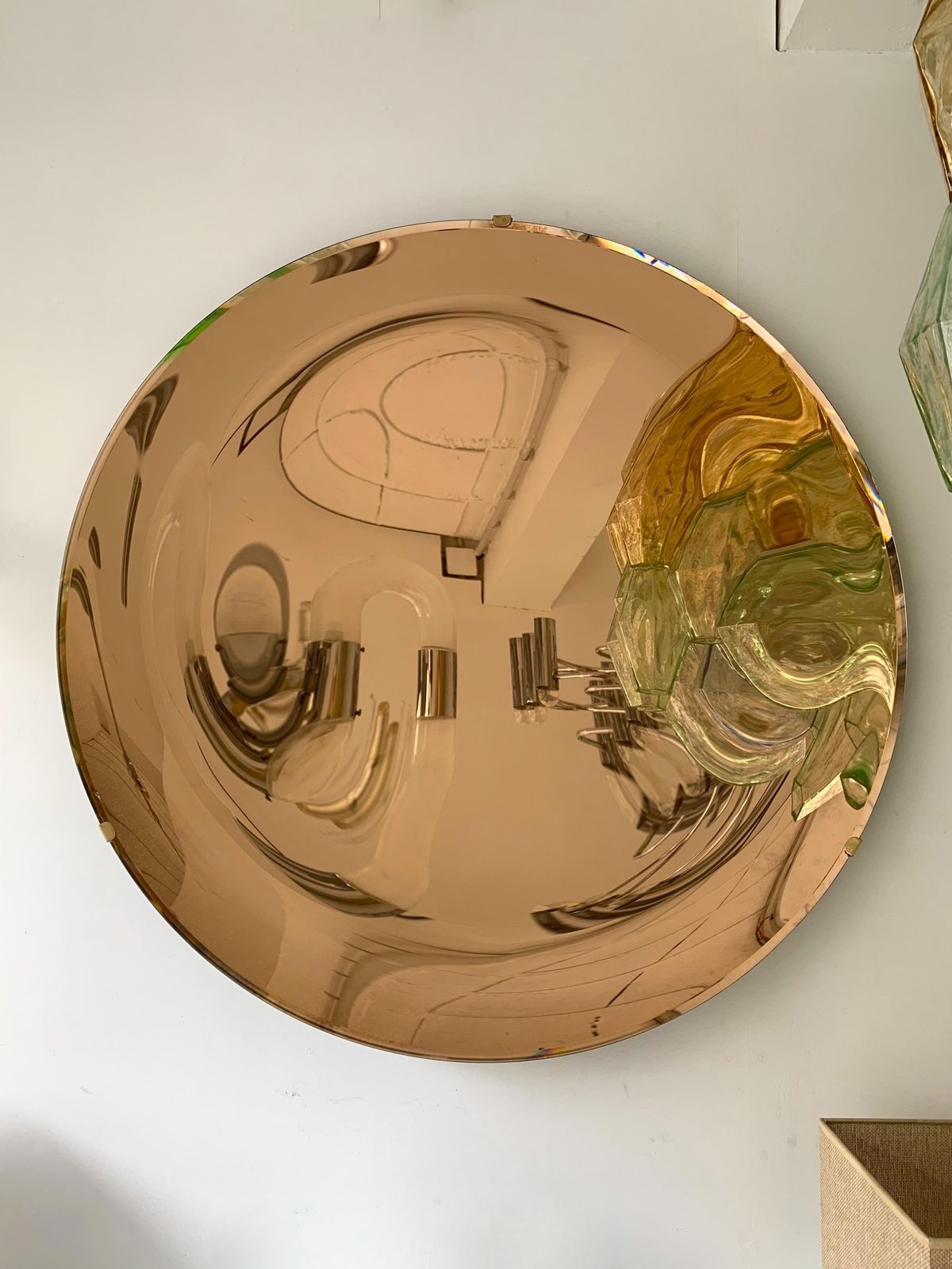 Contemporary Pink Champagne Concave Curve Mirror, Italy photo vinterior