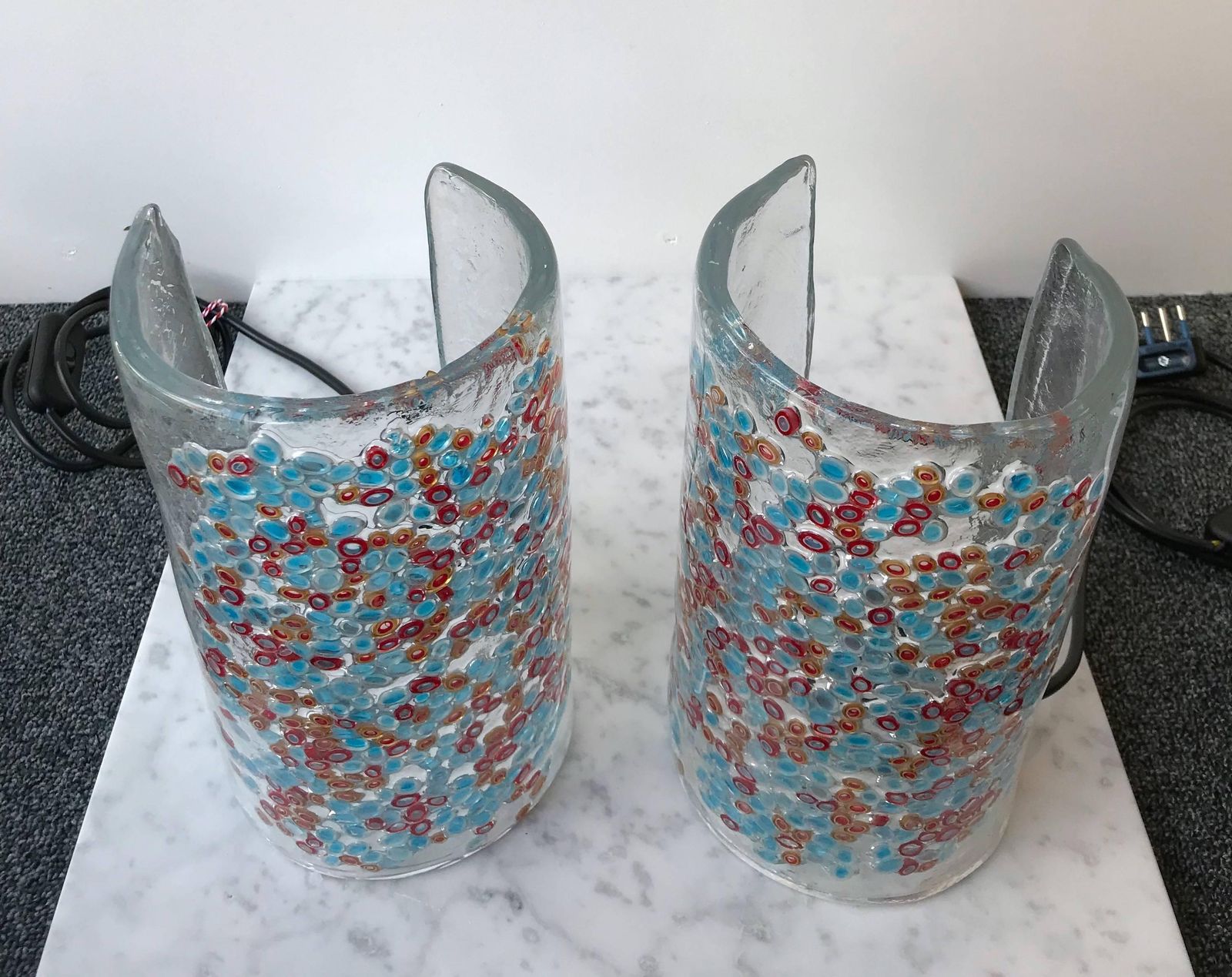 Pair Of Lamps Art Glass By Barbini Murano, Italy, 1980s photo Lighting
