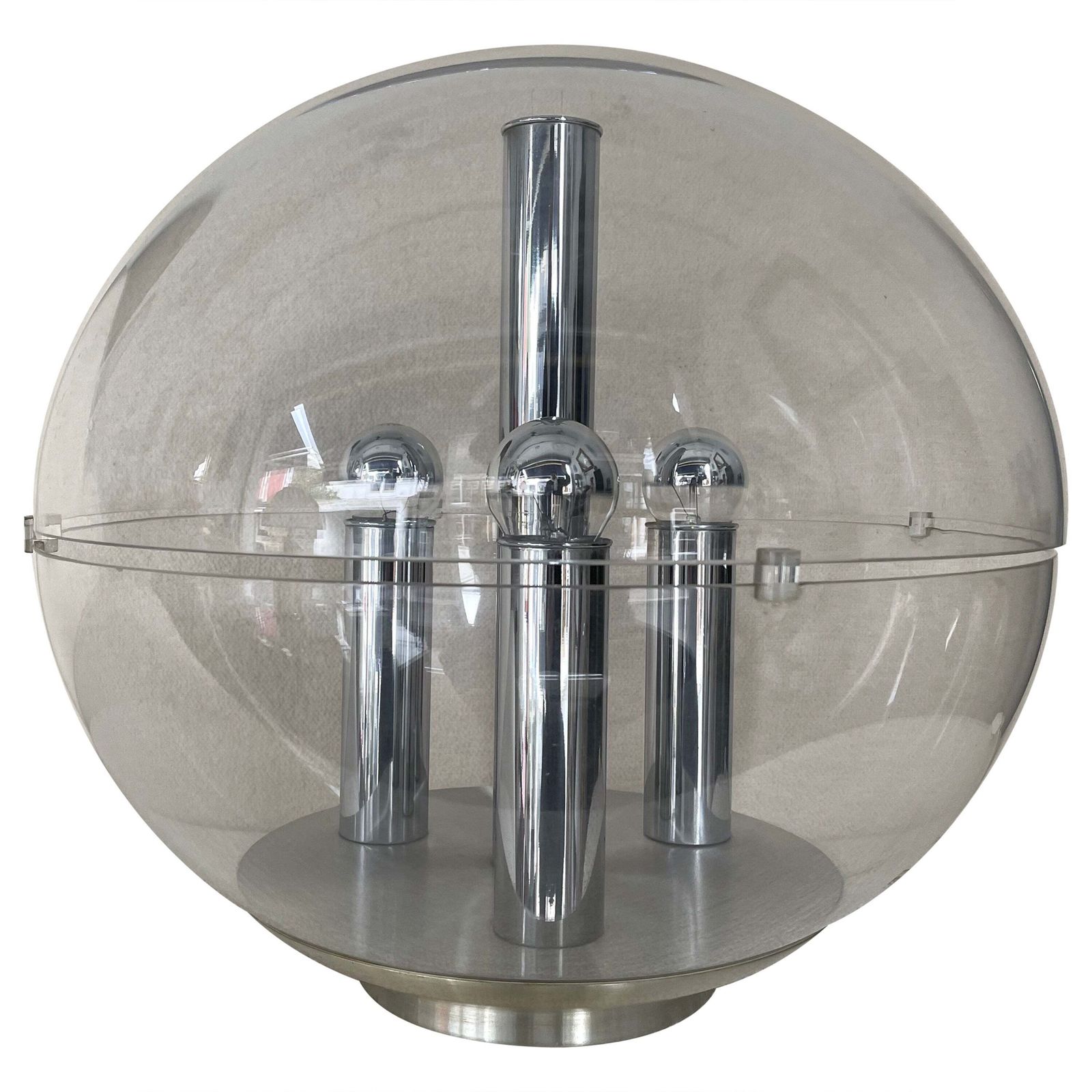 Large Space Age Lucite And Metal Ball Lamp, Italy, 1970s