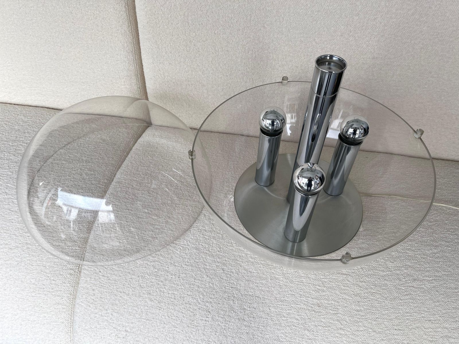Large Space Age Lucite And Metal Ball Lamp, Italy, 1970s photo buy