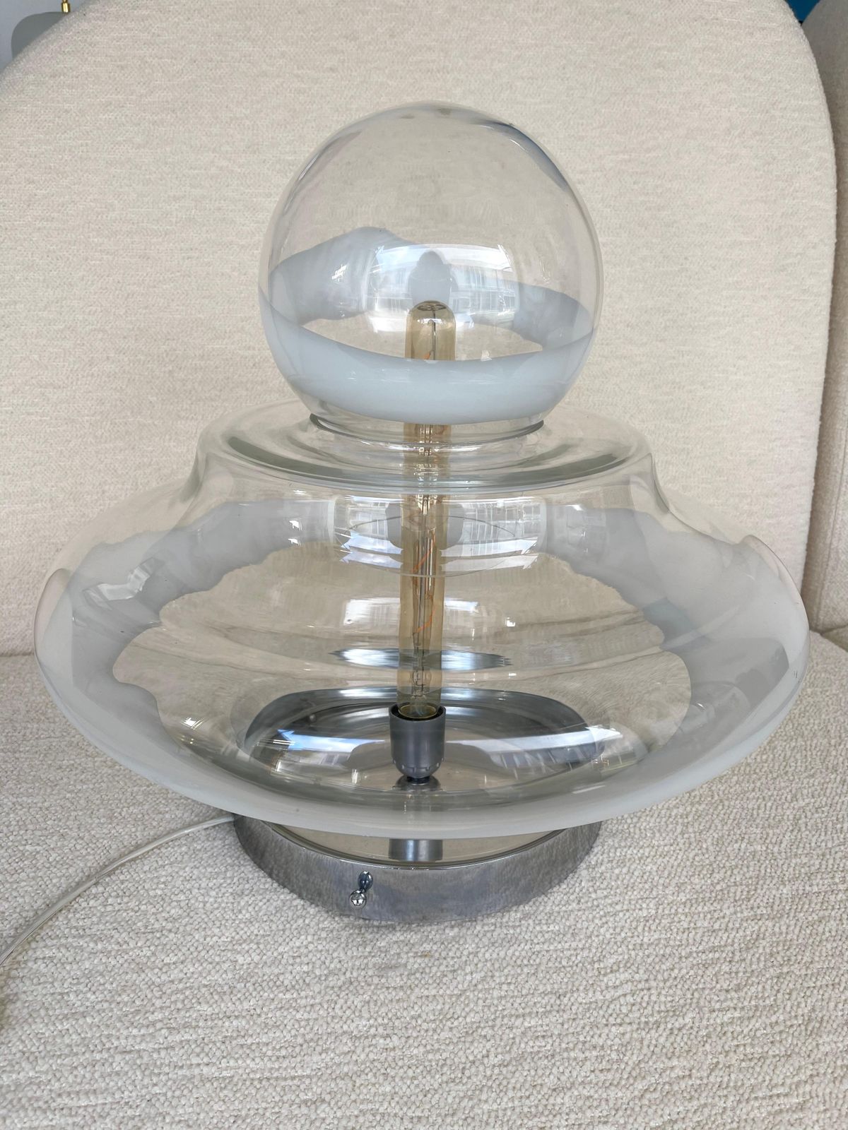 Lamp Murano Glass And Metal By Mazzega, Italy, 1970s photo for sale
